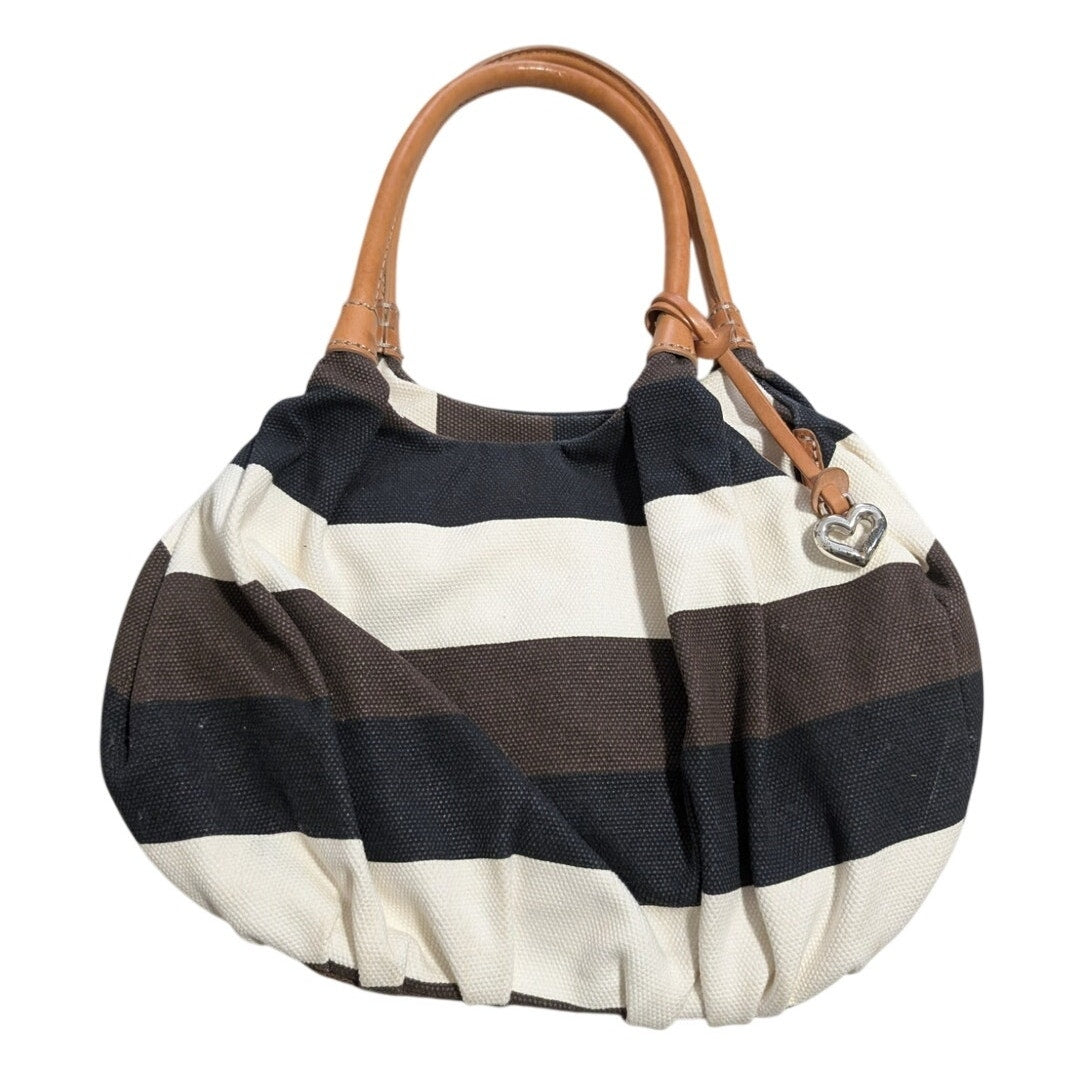 Brighton Brewster Nautical Striped Canvas Leather Handle Star Bottom Bag
