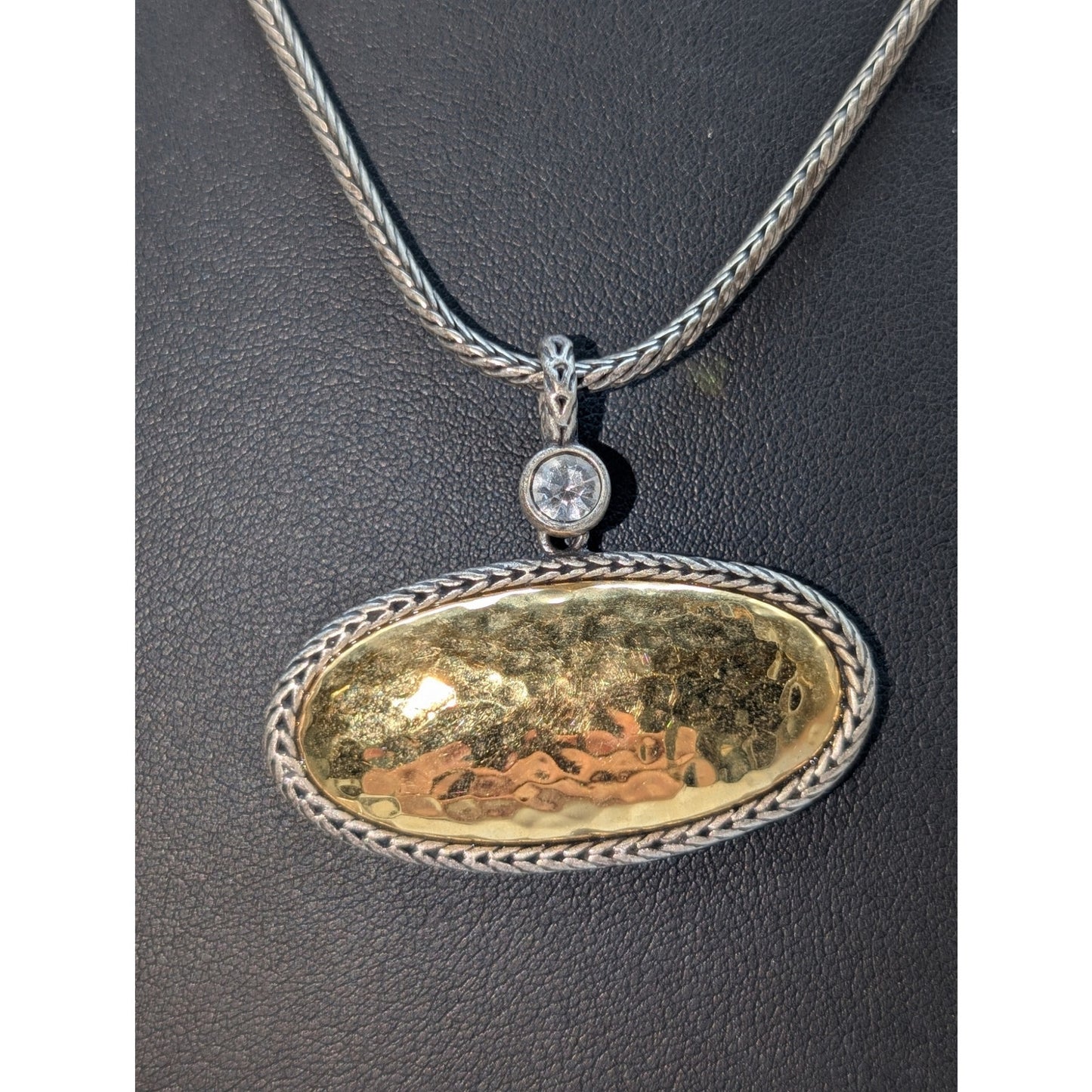 Premier Designs Trendsetter Hammered Oval Gold & Silver Tone 16"-18" Necklace