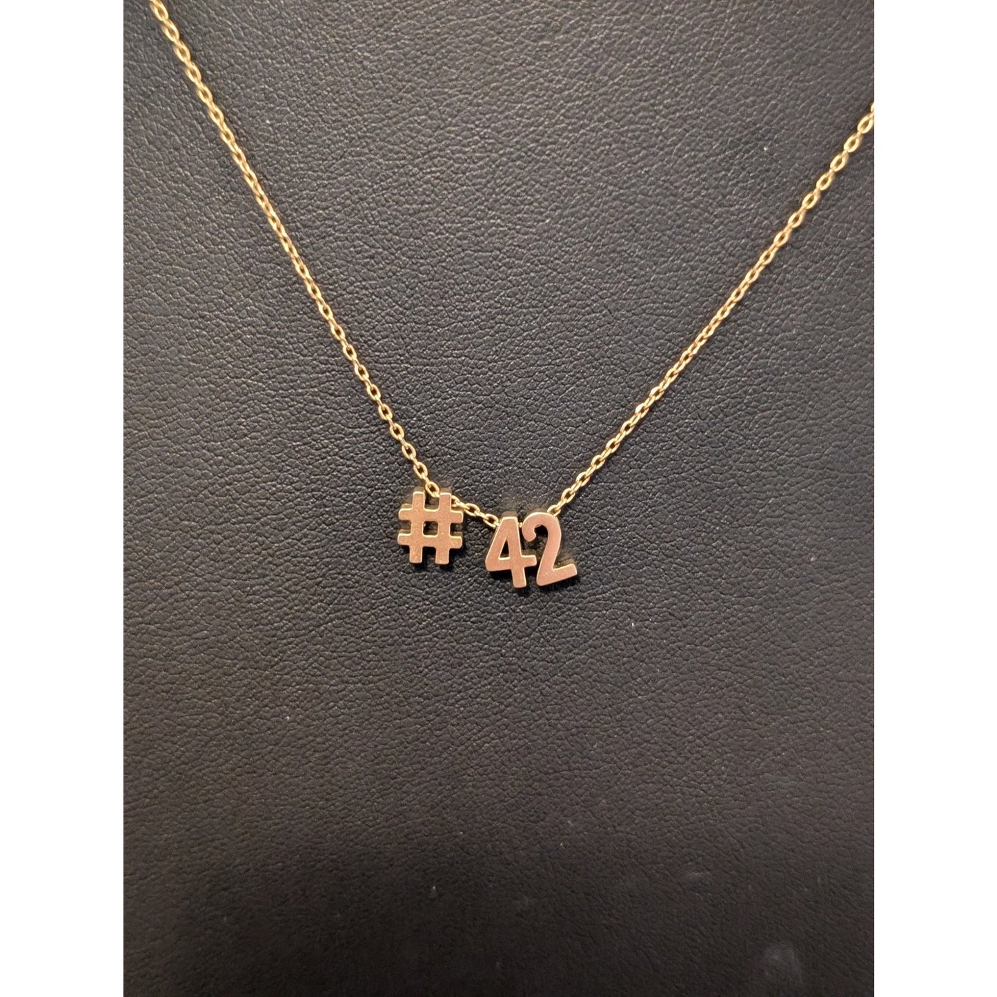 Gold Tone Gold Plated #42 Slide Charm Necklace
