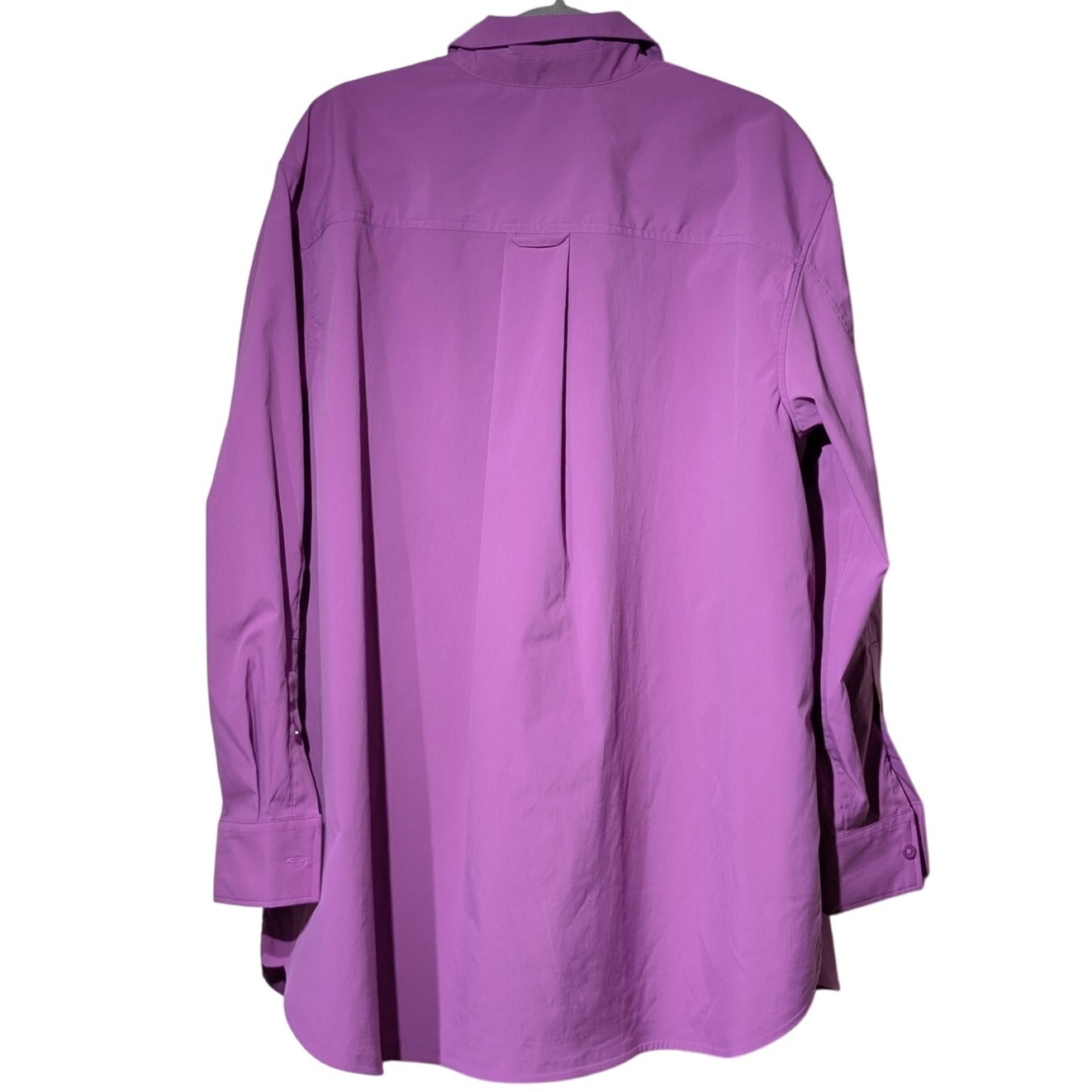 Athleta Performance Oversized Poplin Jazzy Purple Button-Up Top Women's Sz M