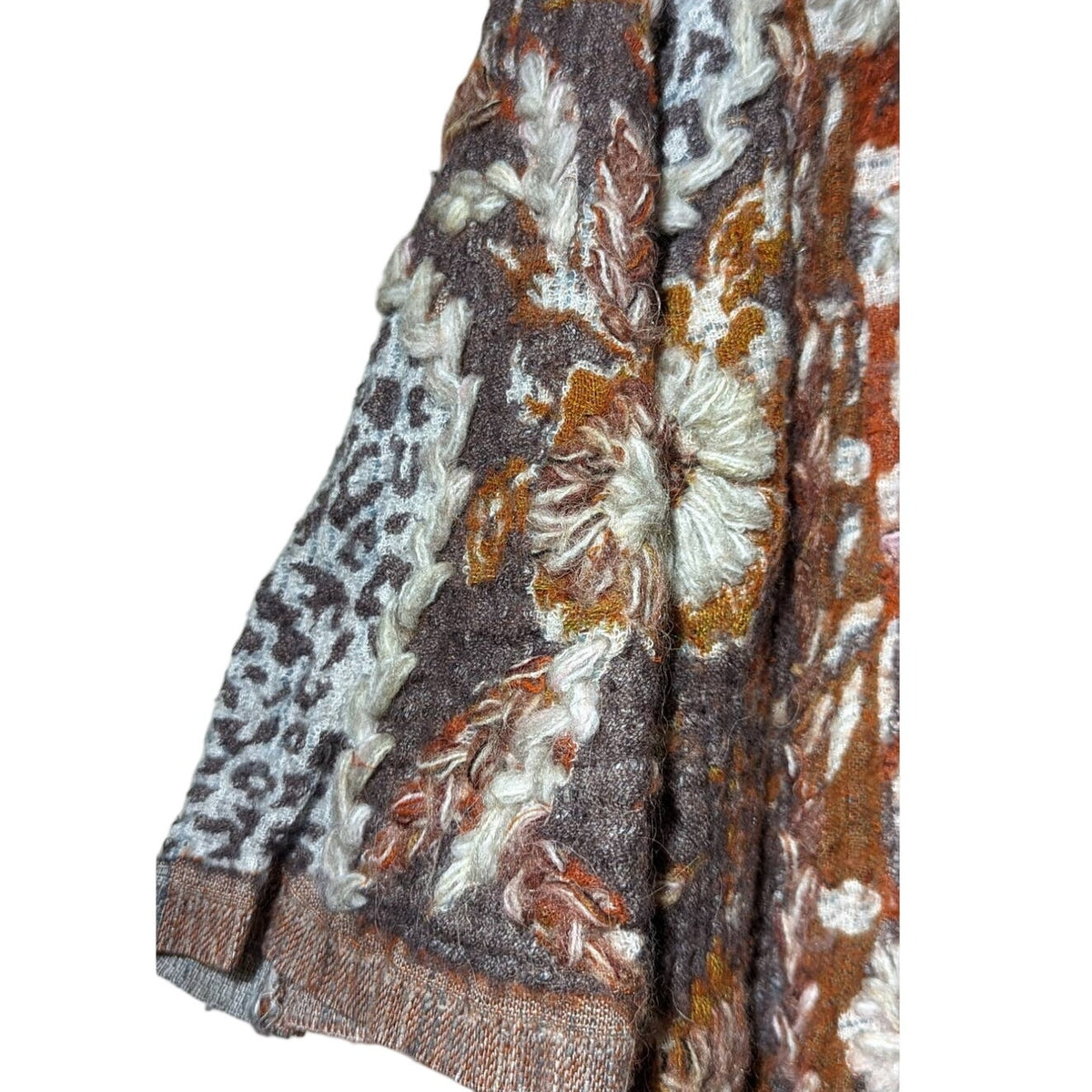 Soft Surroundings Pasha Pumpkin Leopard Print Fringe Cardigan Womens Sz S/M