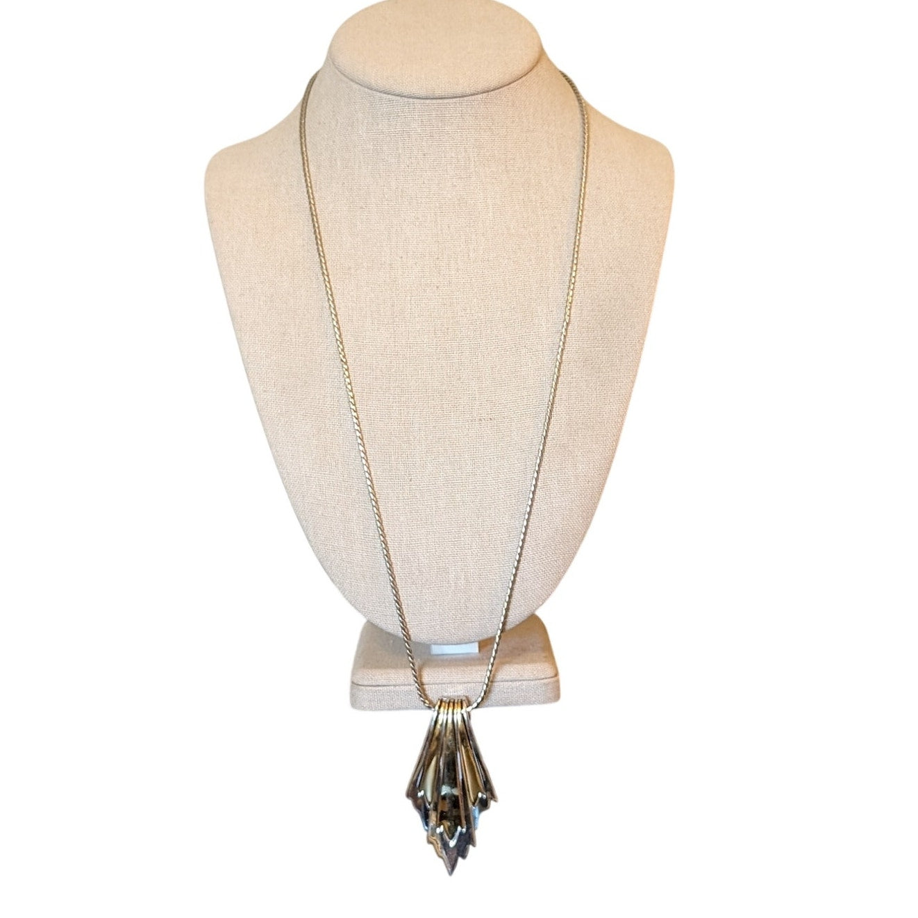 Vintage Rare Monet Multi-Tone Gold Plated Pendant 26" Necklace