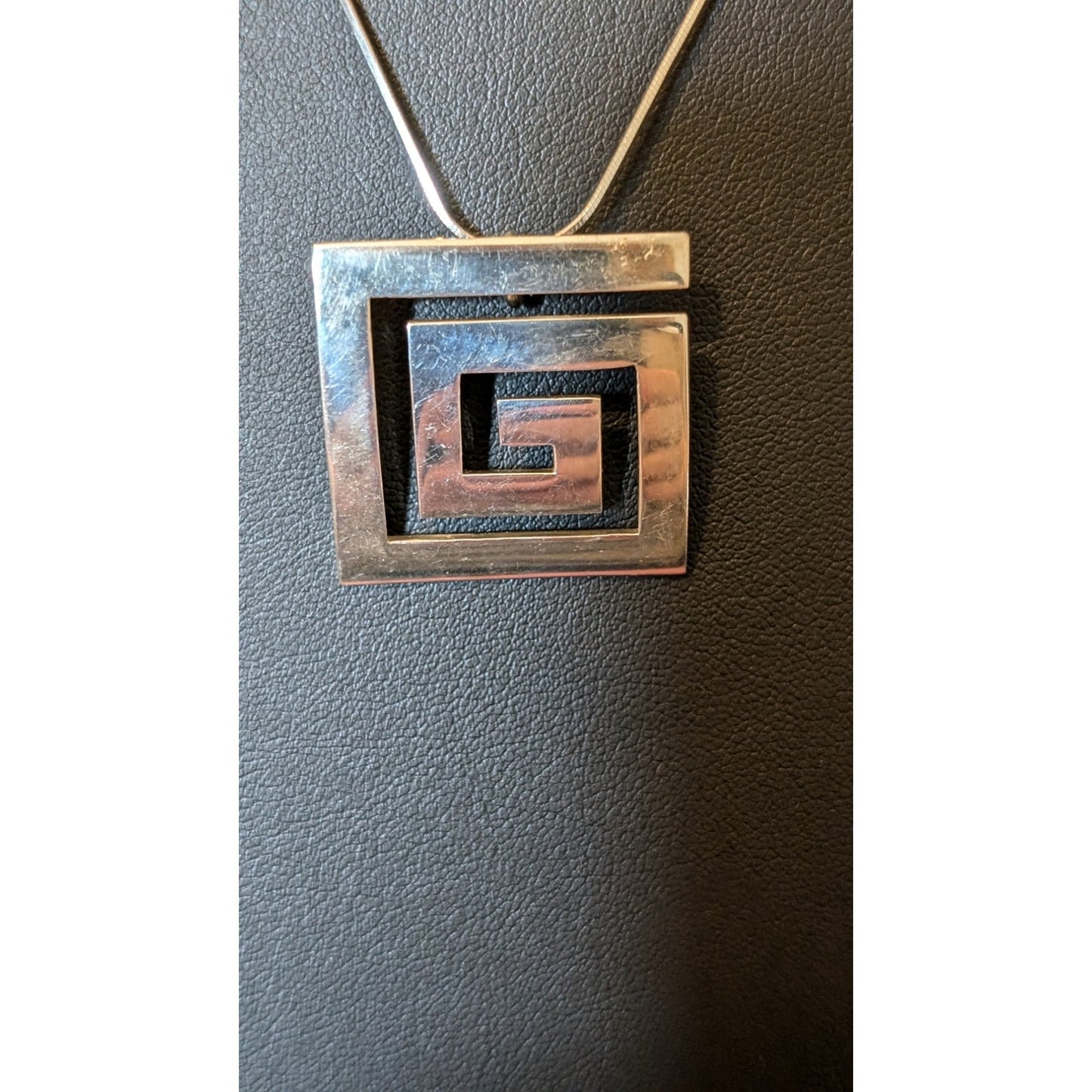 Sterling Silver Greek Key Mexico 925 Pendant & 20" Chain Necklace