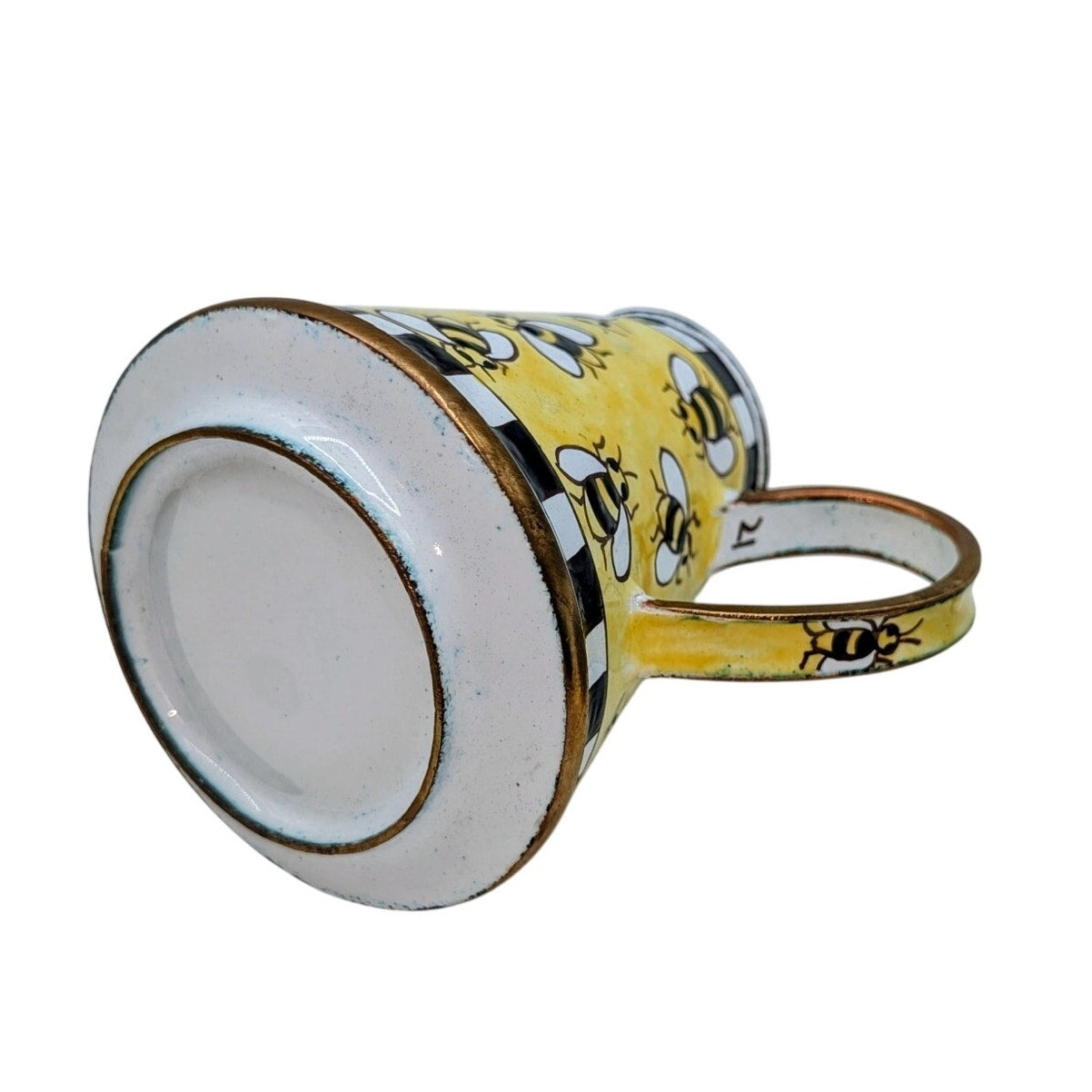 Vtg Miniature 3.5" Enameled Hand Painted Bumble Bee Brass Collectible Teapot