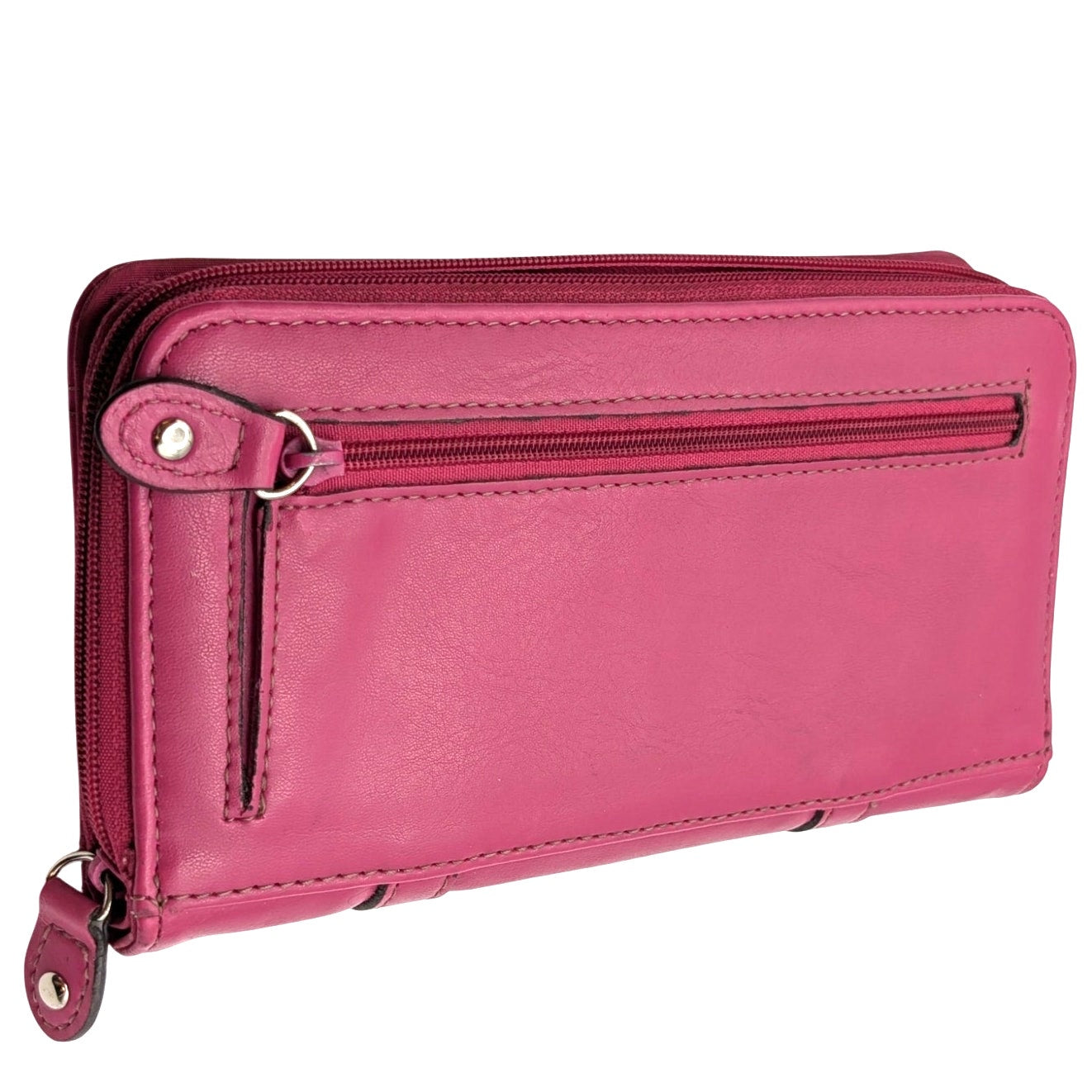 Etienne Aigner Pink Leather Cynthia Style Signature 'A' Organizer Clutch Wallet