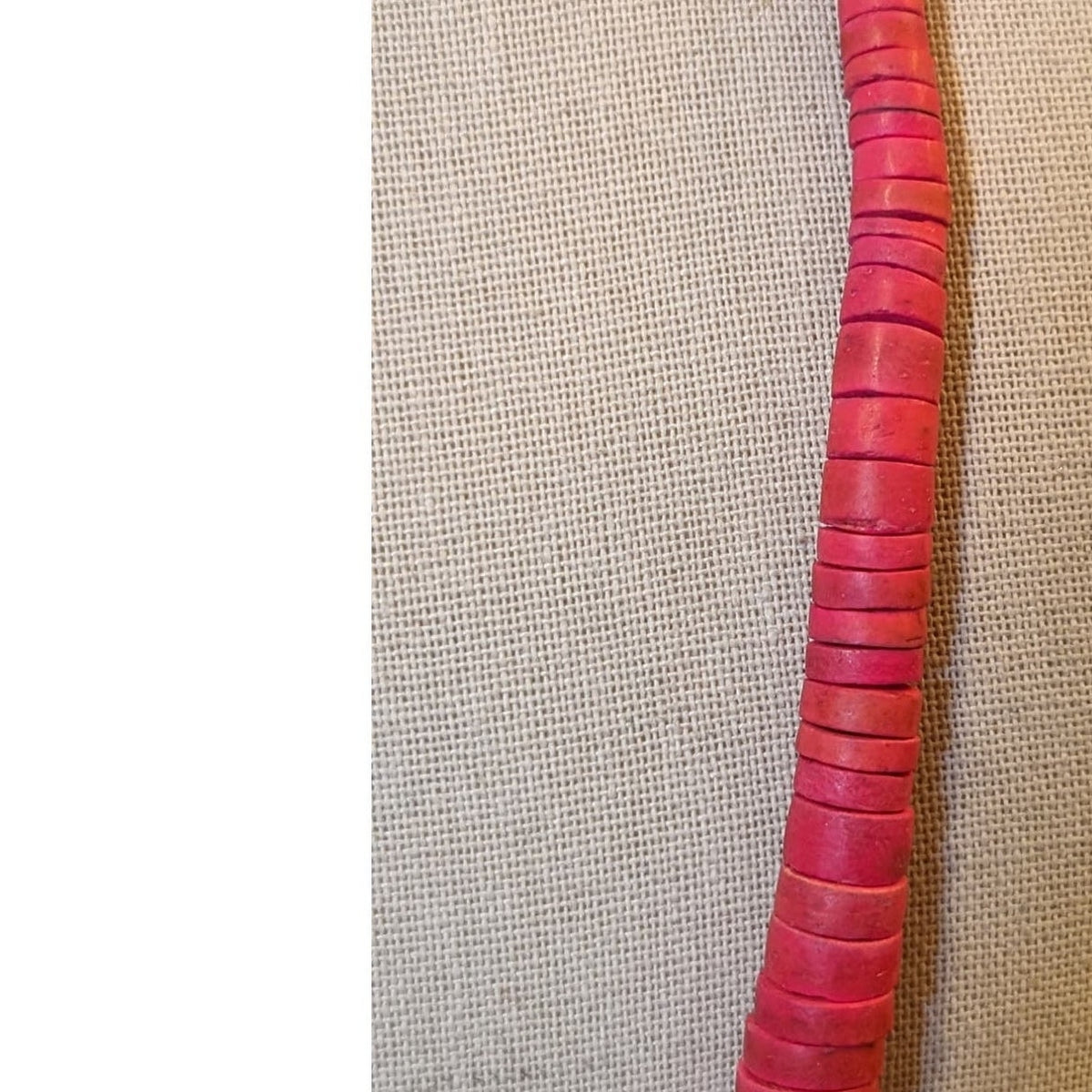 Vintage Pink Graduated Wood Disk Bead Necklace W/ Barrel Clasp