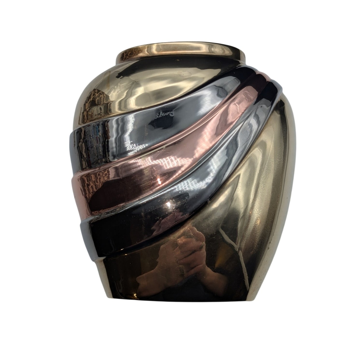 Vintage 1960s Art Deco Brass W/ Copper Pewter Draped Fallout Design Vase