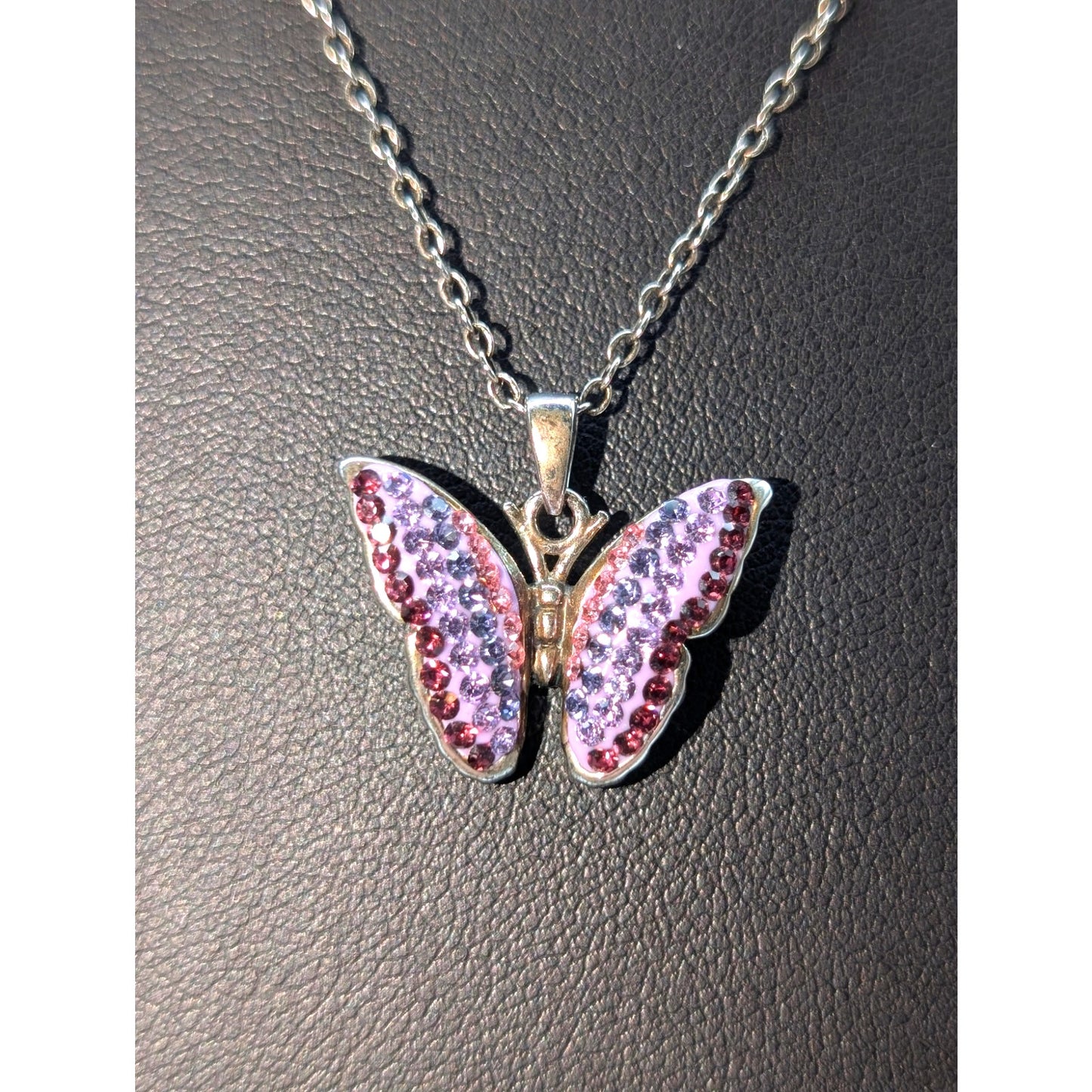 Jenna Blue Purple CZ Butterfly Pendant 18.5" Necklace