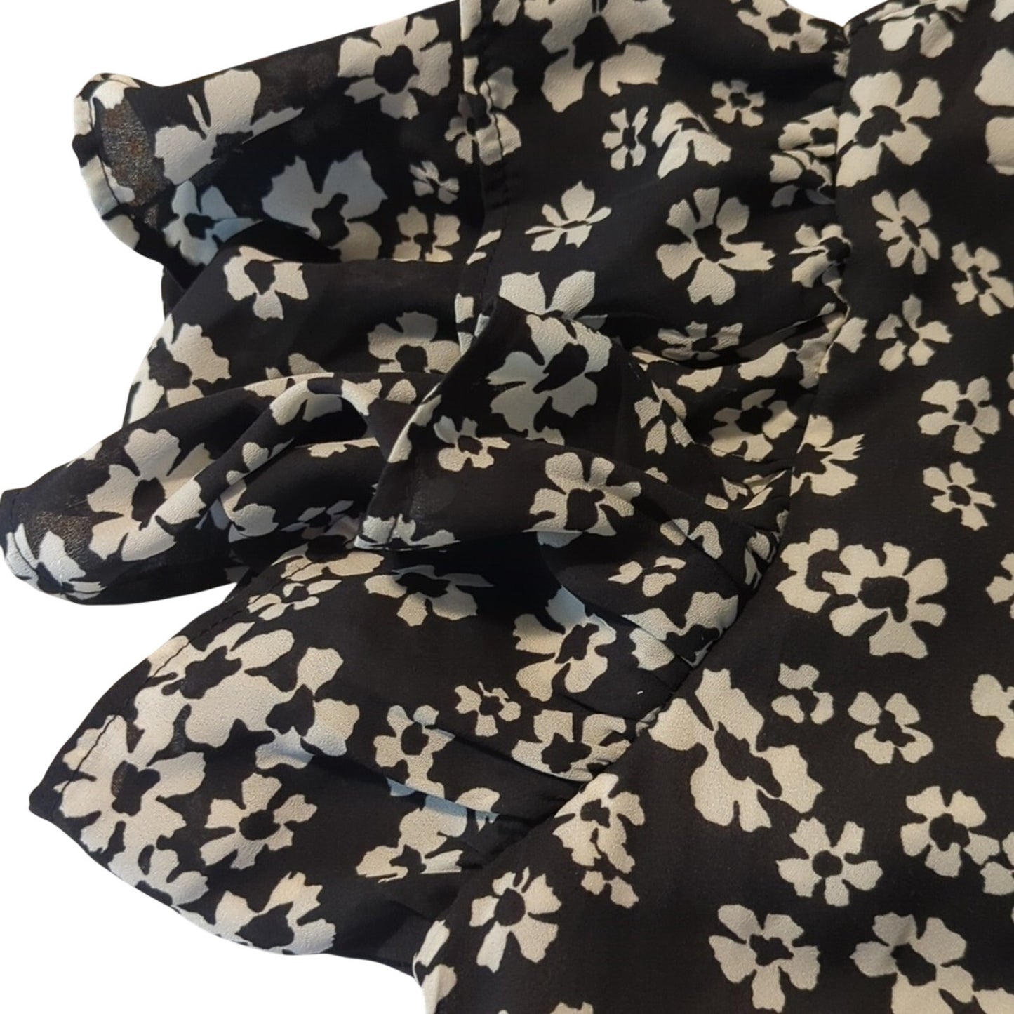 Who What Wear Black Floral Tiered Ruffled High Low Dress Women's Size S