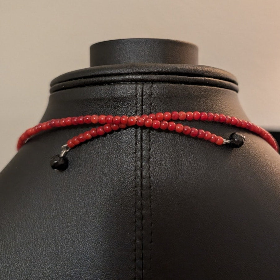 Vintage Christmas Beaded Dangling Charm Wire Choker Necklace
