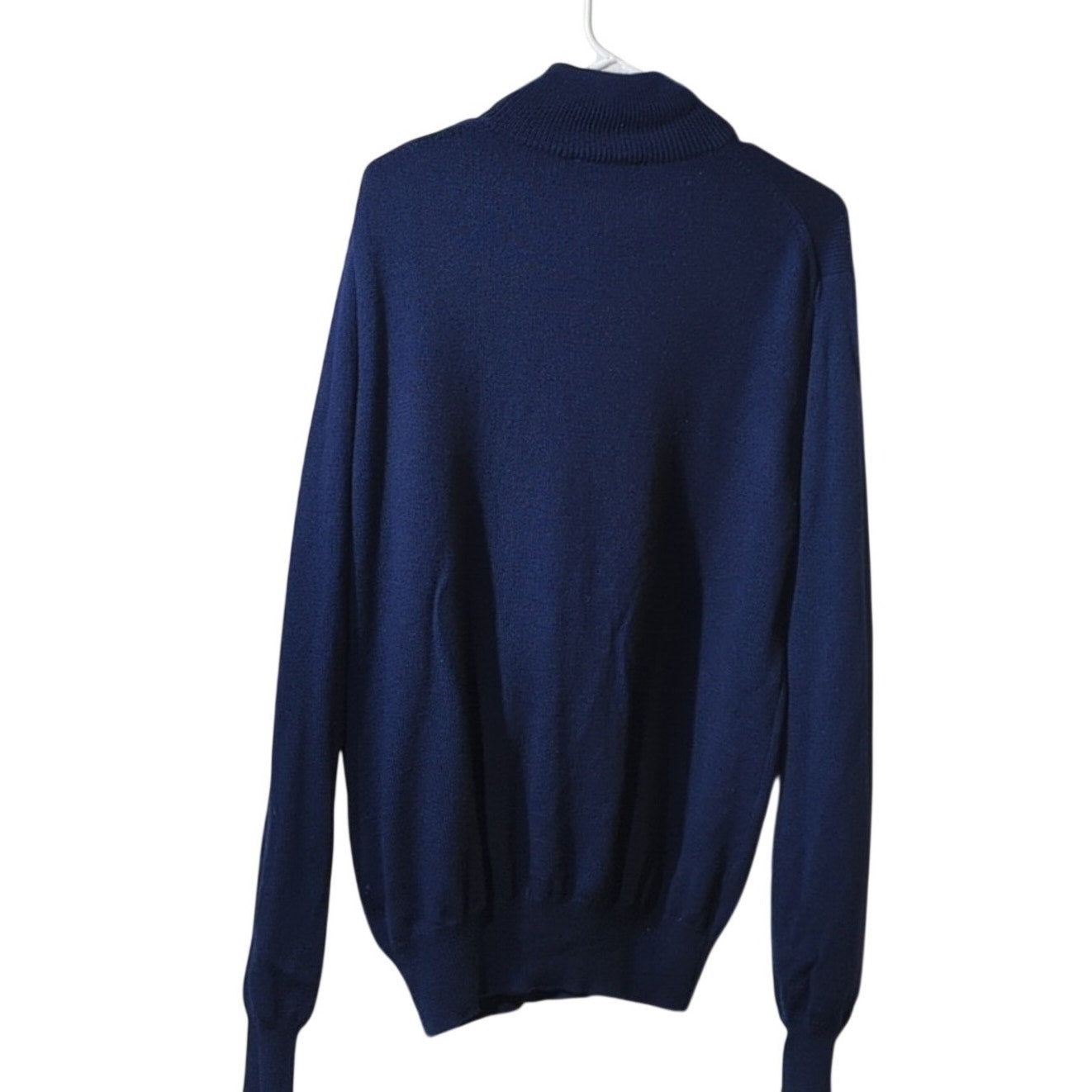 Jeremy Argyle NYC 100% Merino Wool Navy Quarter Zip Stand Collar Men's Size L