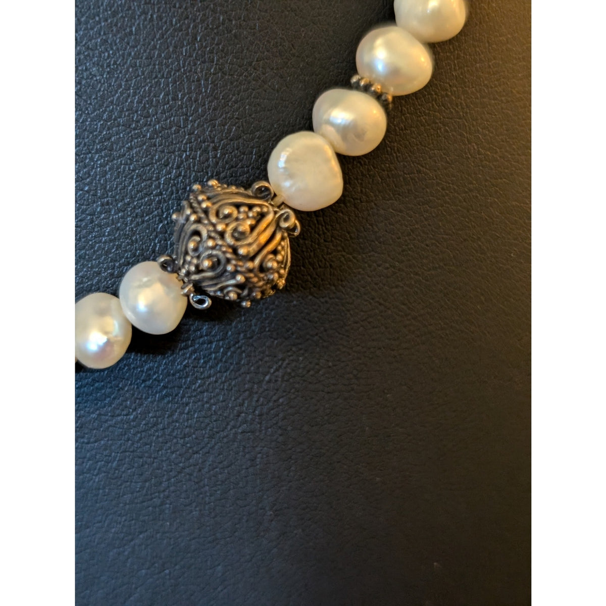 Freshwater Pearl Balinese Sterling Silver Toggle Clasp 16.5" Necklace