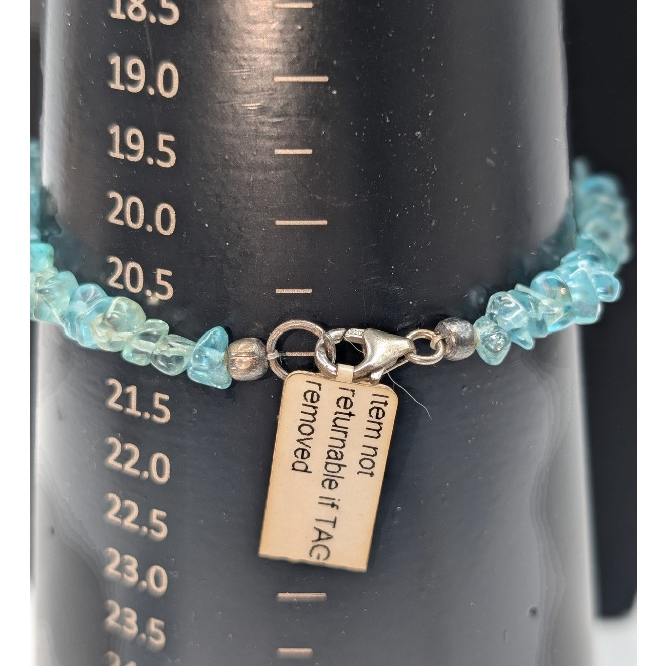 925 Sterling Silver Blue Polished Glass Chip Bracelet