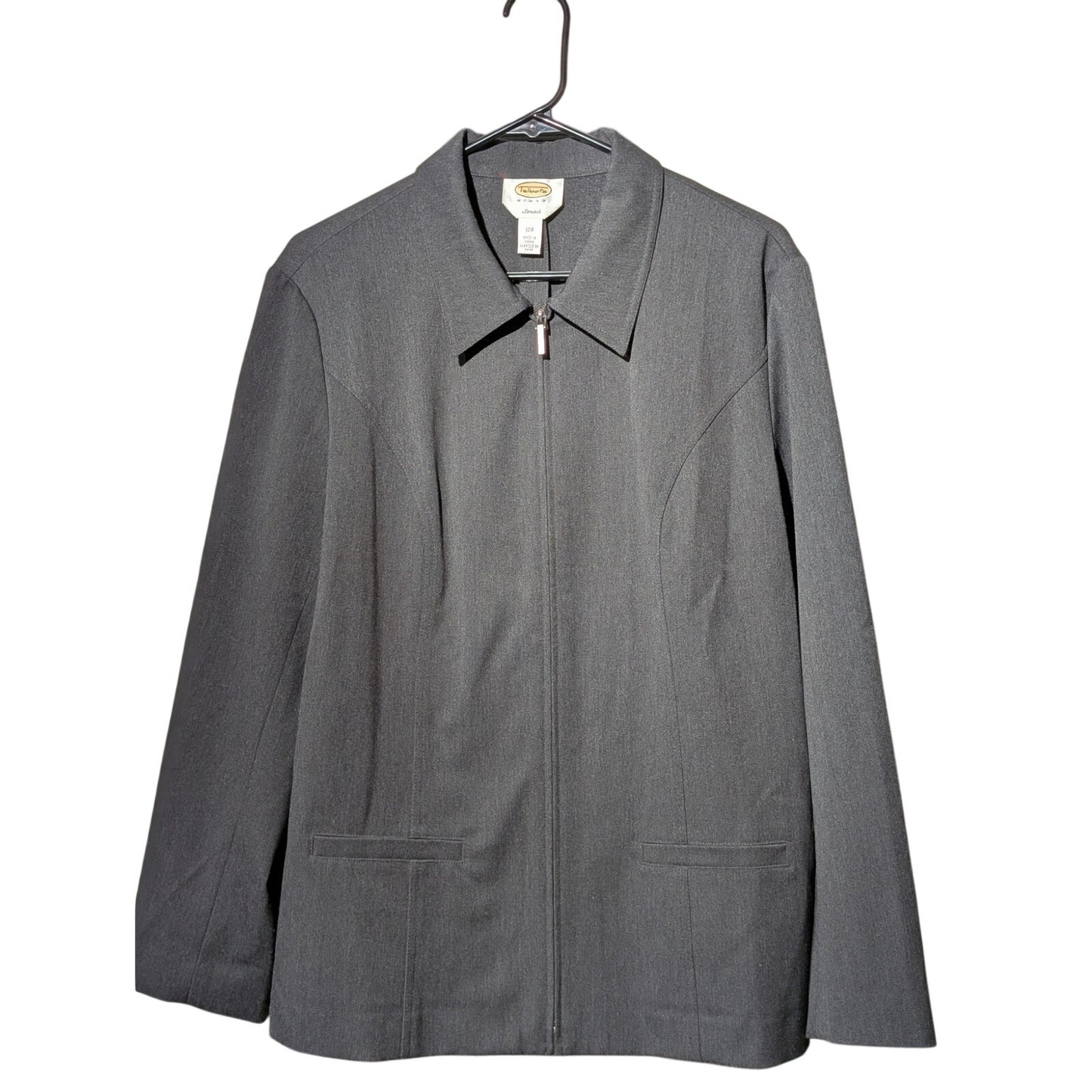 VTG Talbots Gray Stretch Wool Full Zip Front Unlined Jacket Womens Plus Size 12W