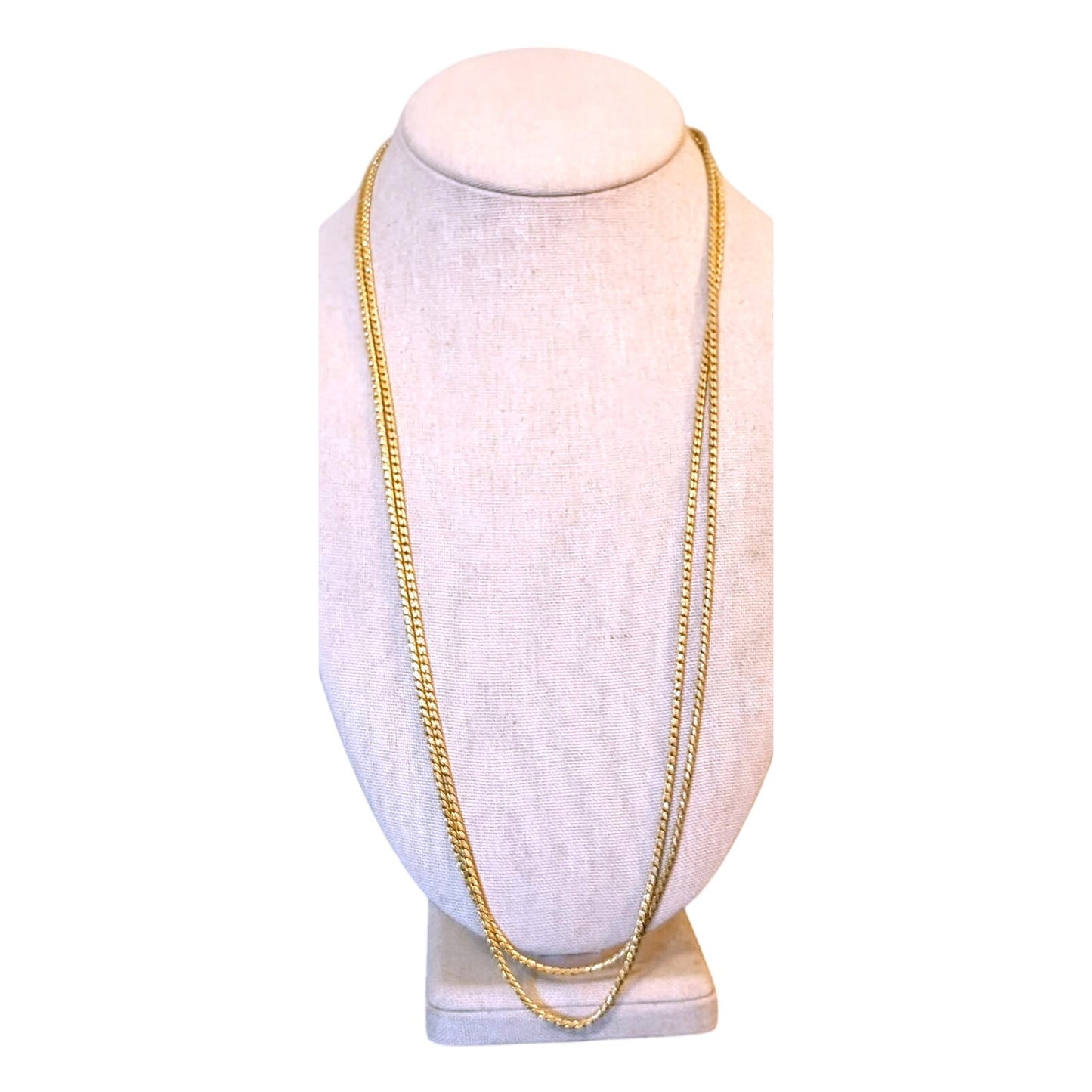 Vintage 54" Long Textured Gold Tone Chain W/ Spring Ring Clasp