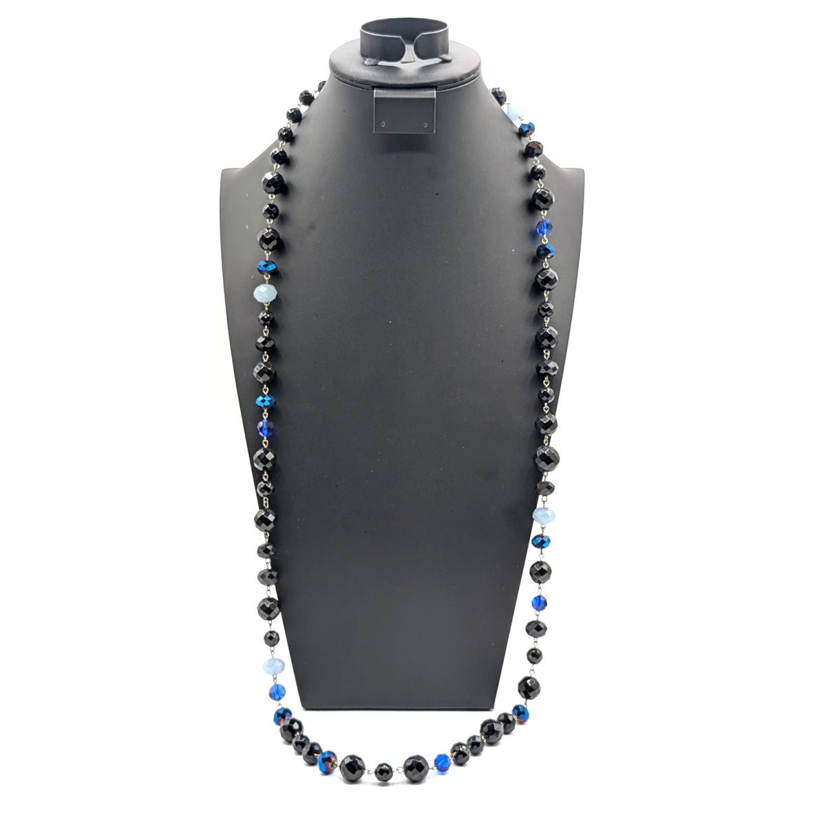 White House Black Market Faceted Glass Blue/Black AB Crystal Bead Necklace