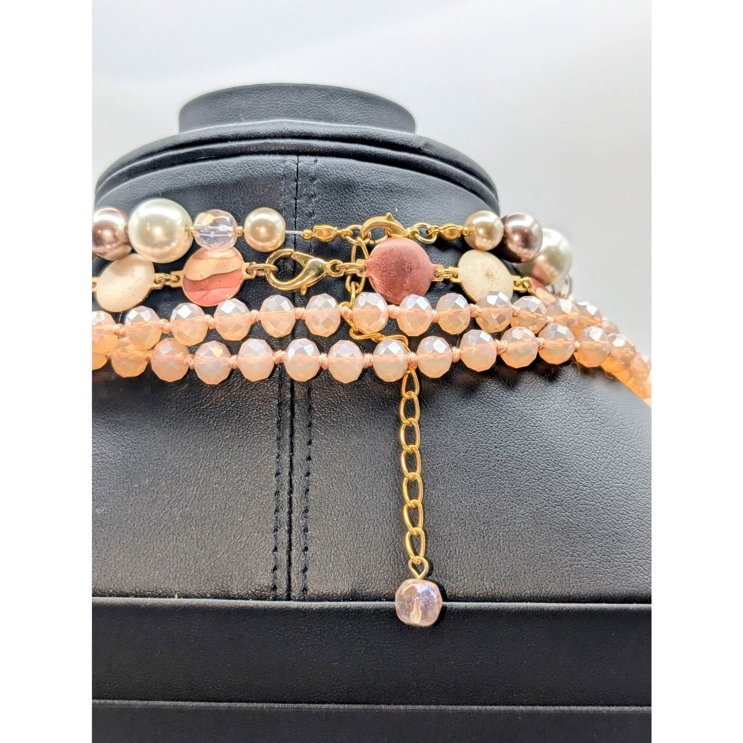 Peachy Pink Lot of VTG to Modern Mixed Jewelry Lot of 3 Necklaces & 2 Bracelets