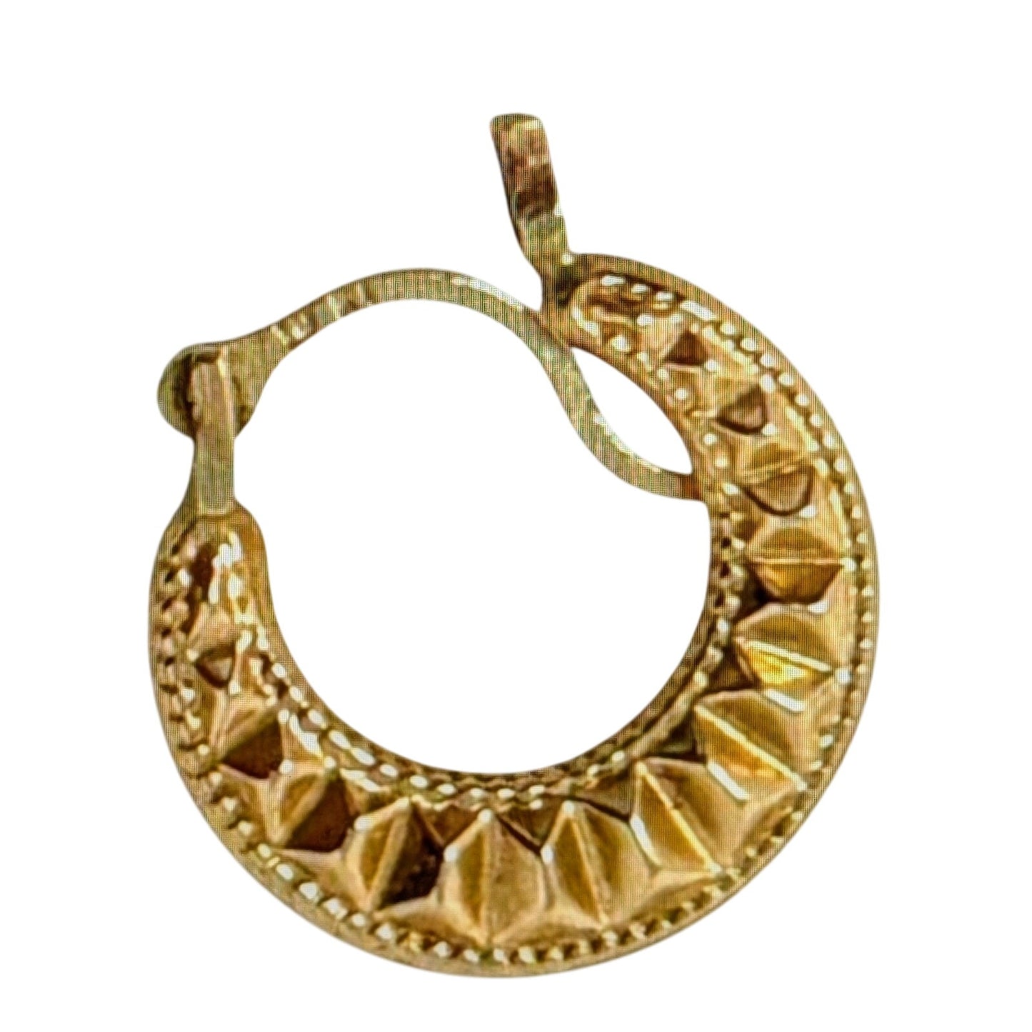 10K Gold Textured Sunburst Design 5/8" Hoop Earrings 0.57g