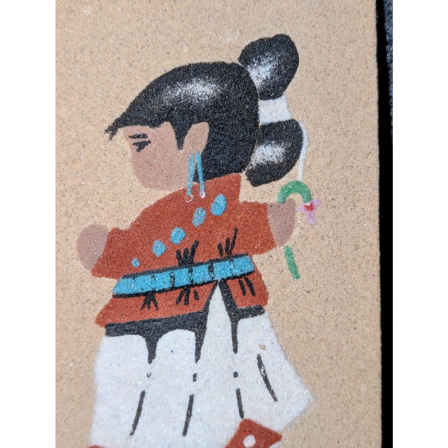 Vintage '87 Navajo Boy & Girl Sand Painting Art Tiles Made in New Mexico