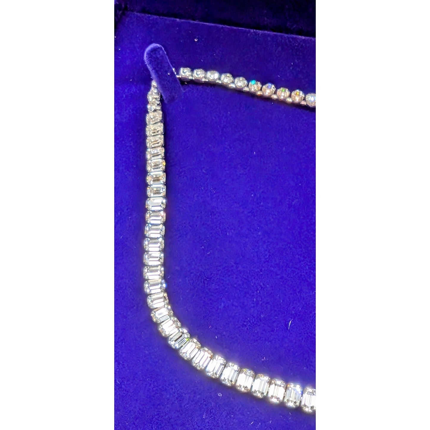 Vintage Weiss Signed Brilliant Cut Clear Baguette Rhinestone 16.5" Necklace