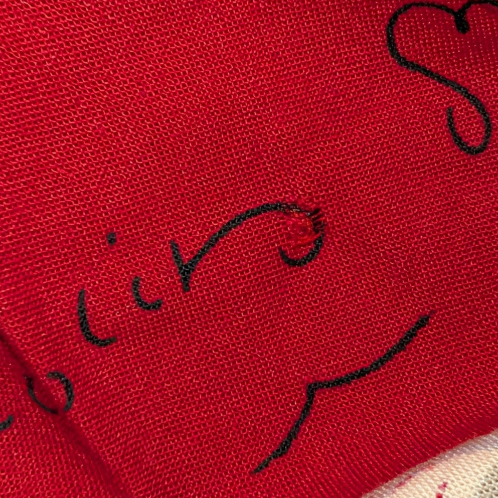Williams Sonoma Red French Script Rooster 100% Cotton 70" Round Table Cloth