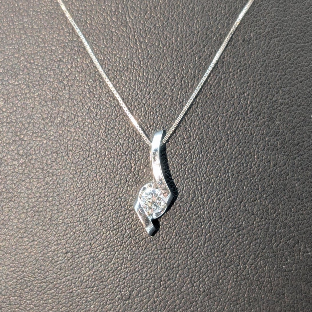 Sirena Collection 14K White Gold 1/4 ct Diamond Solitaire Pendant 19" Necklace