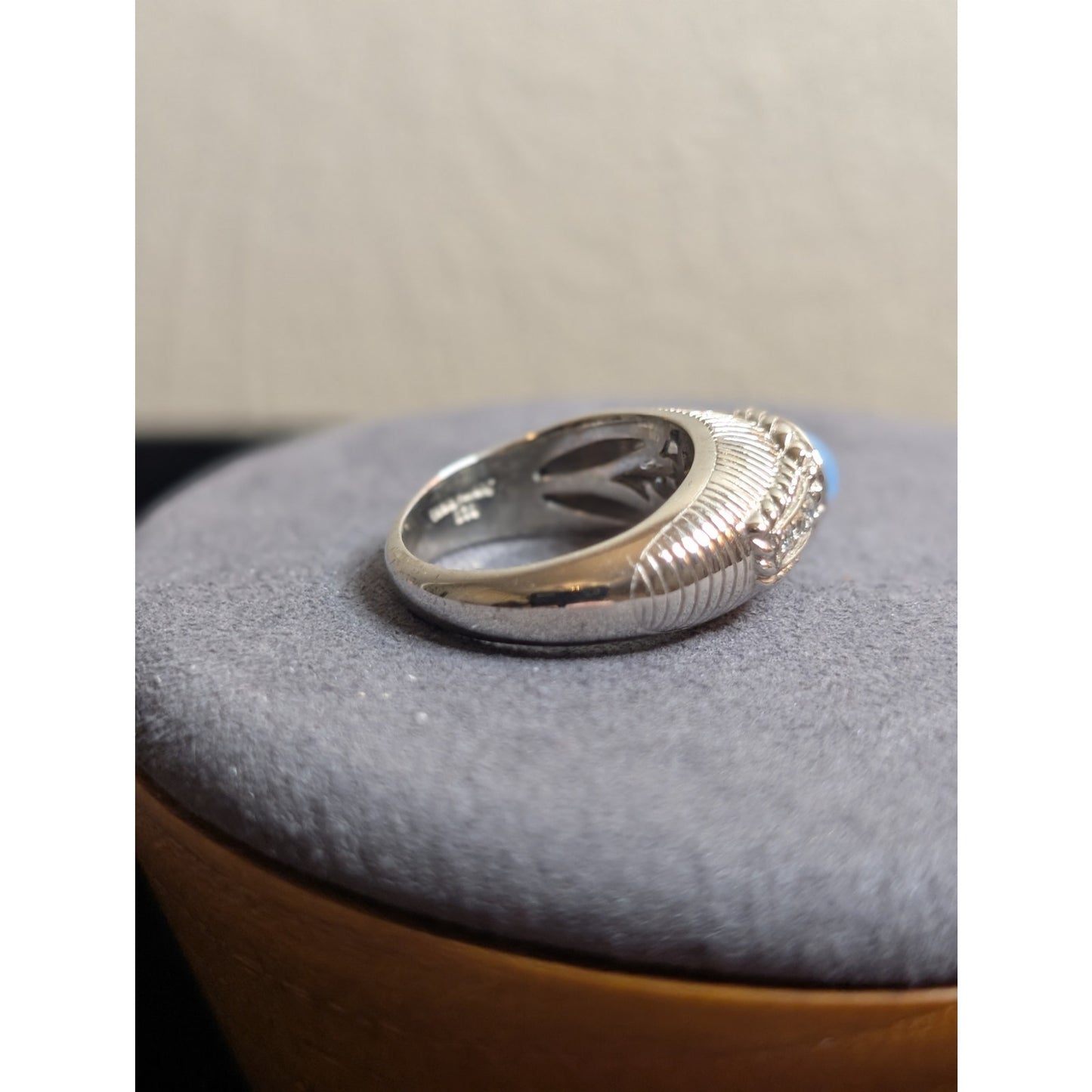 Judith Ripka Sterling Silver Blue Chalcedony Diamonique CZ Ring Size 7.75