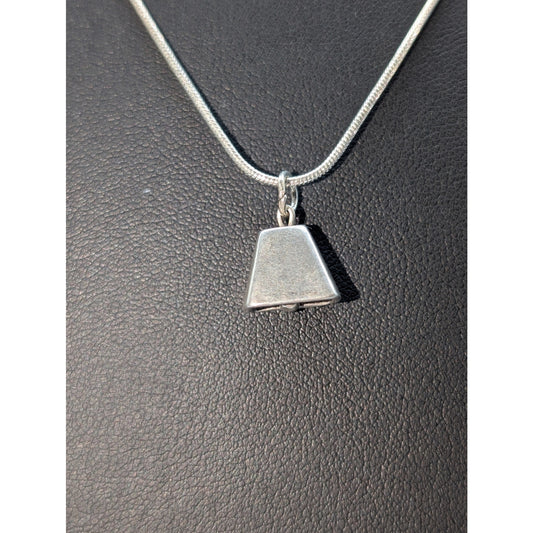 Vintage 925 Sterling Silver Cow Bell Charm Pendant Snake Chain 20.25" Necklace