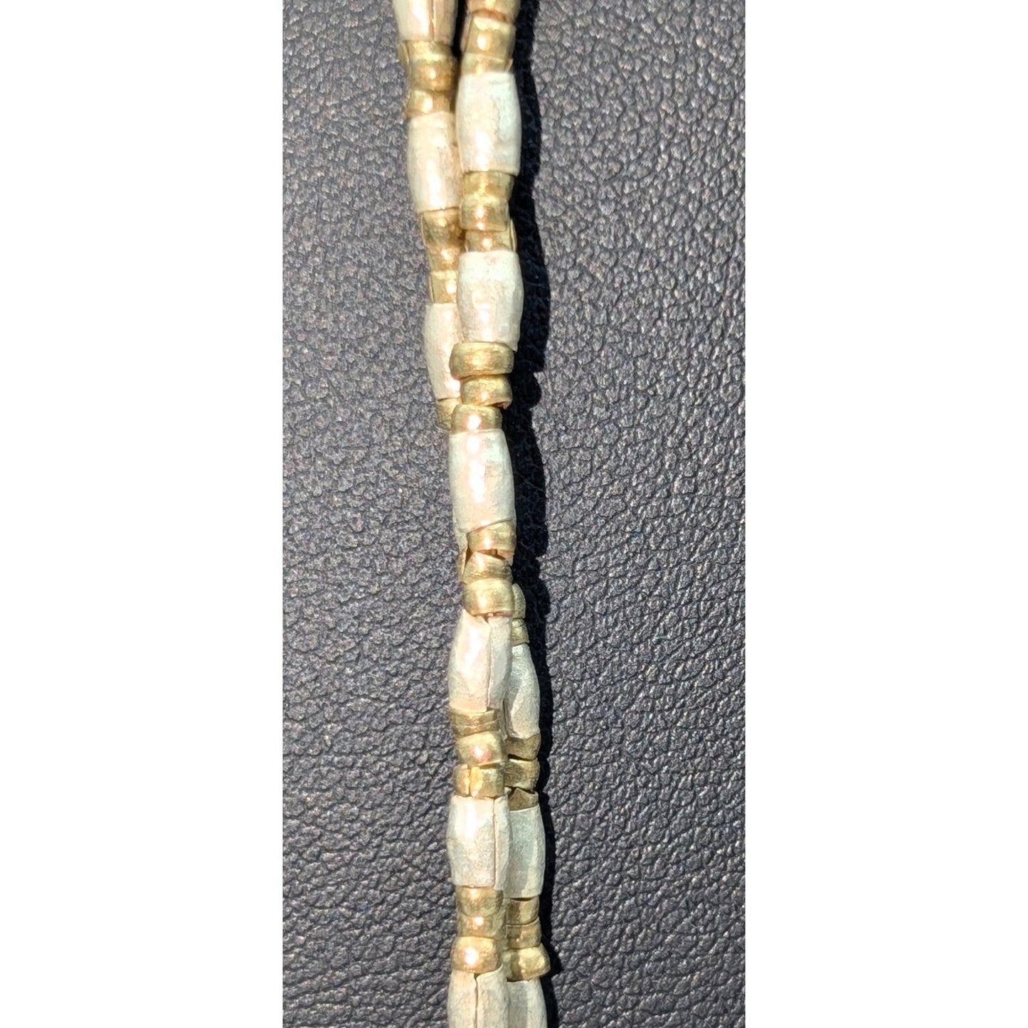 Antique 76" Strand of Two Tone Tribal Hand-Made Folded Beaded  Necklace 38.35g