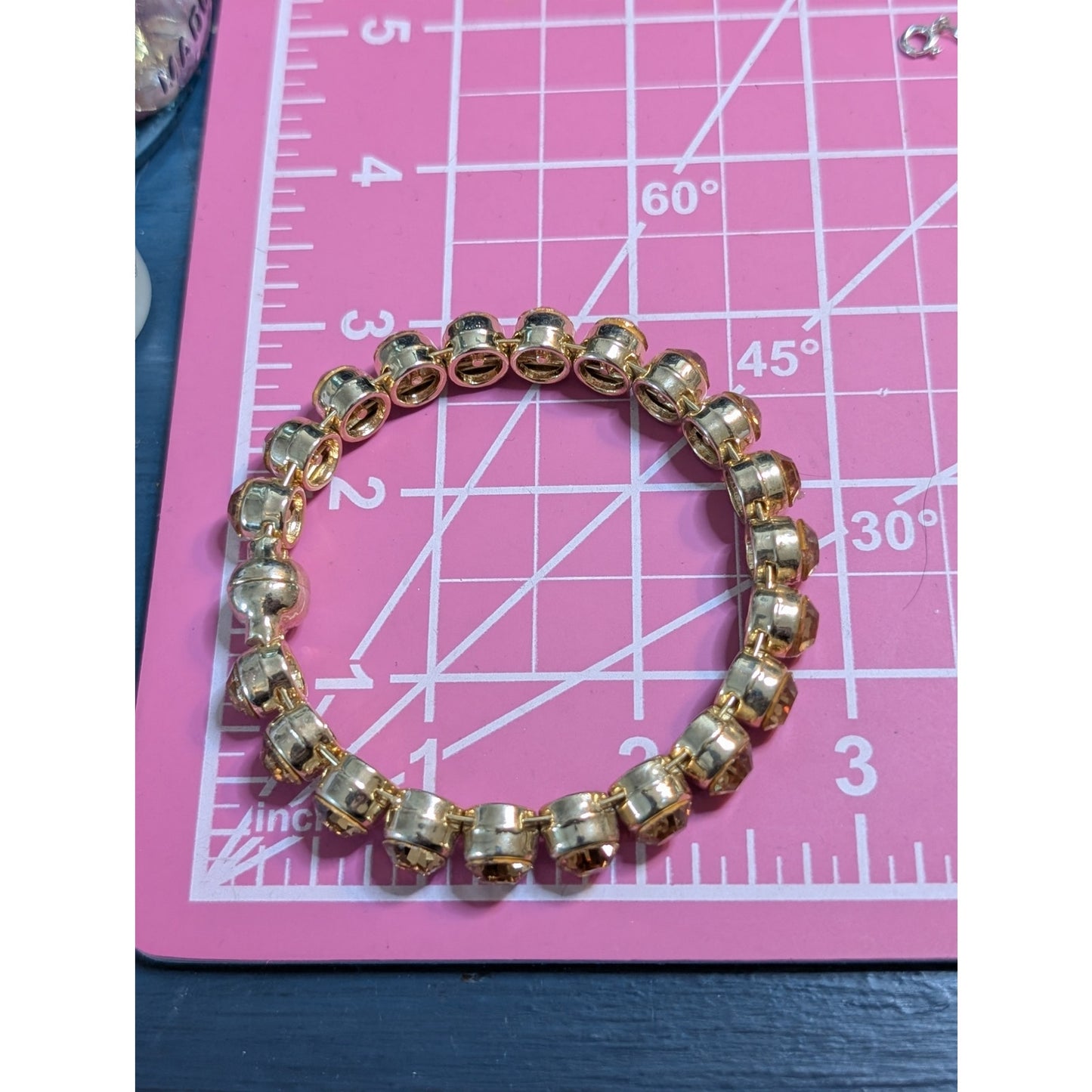 Topaz Crystal Gold Tone Magnetic Close Bangle Bracelet