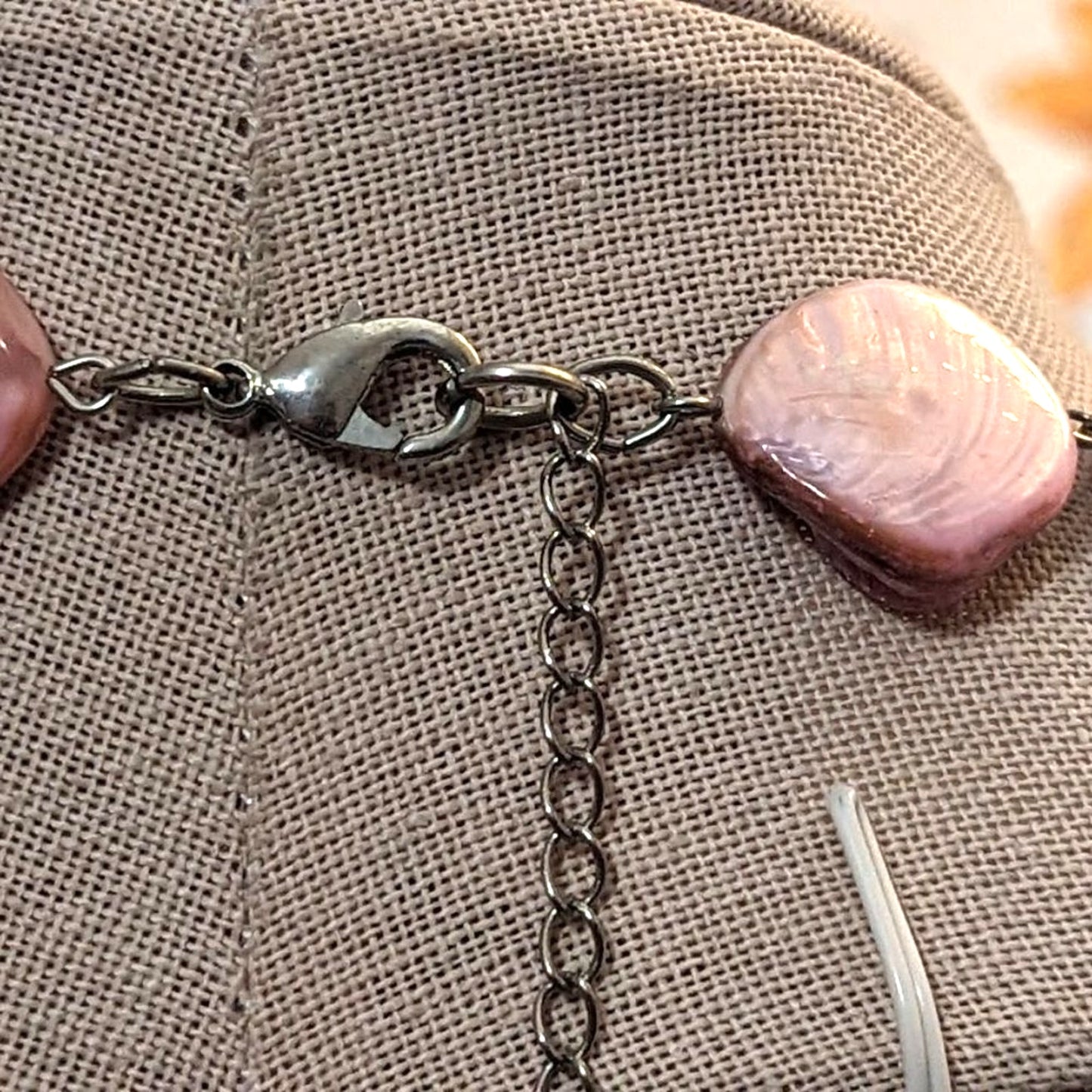 Pink Shell Faux Pearl Pink & Clear Faceted Beaded Cluster Pendant Chain Necklace