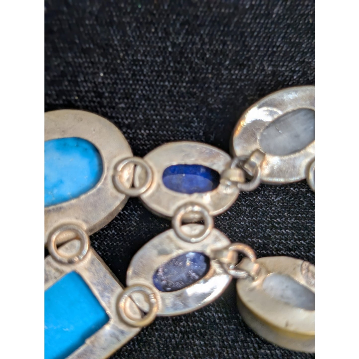 Turquoise Lapis Moonstone Broken Piece Off South Western Necklace For Repurpose