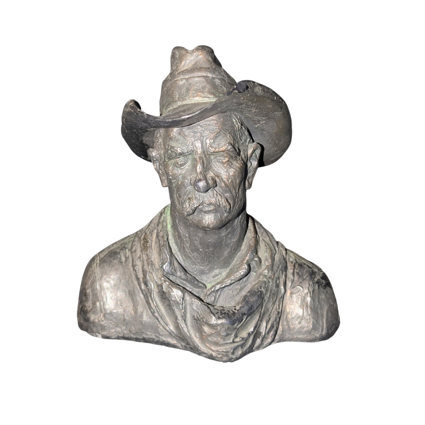 Vtg Michael Garman Cowboy 1971 Bust Statue Signed Western Art Decor