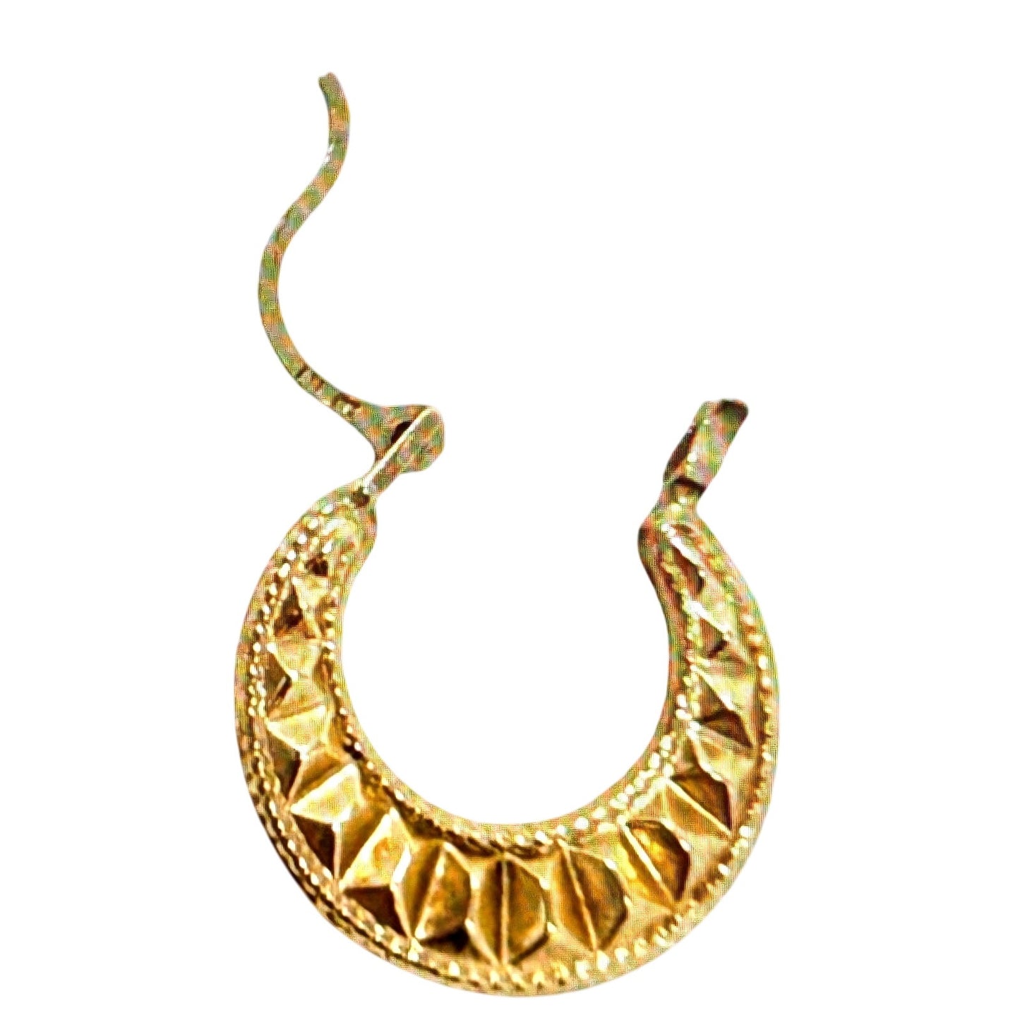 10K Gold Textured Sunburst Design 5/8" Hoop Earrings 0.57g
