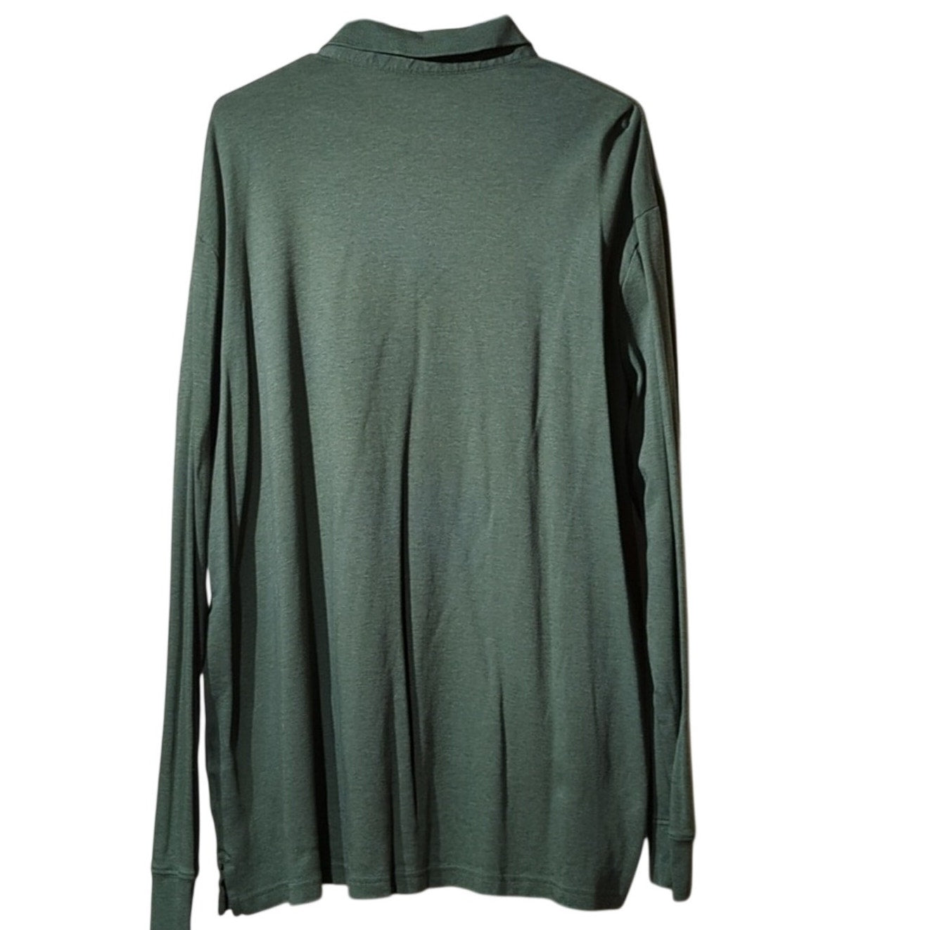 Lands' End Sage Green Long Sleeve 100% Supima Cotton Polo Shirt Mens Sz XXL