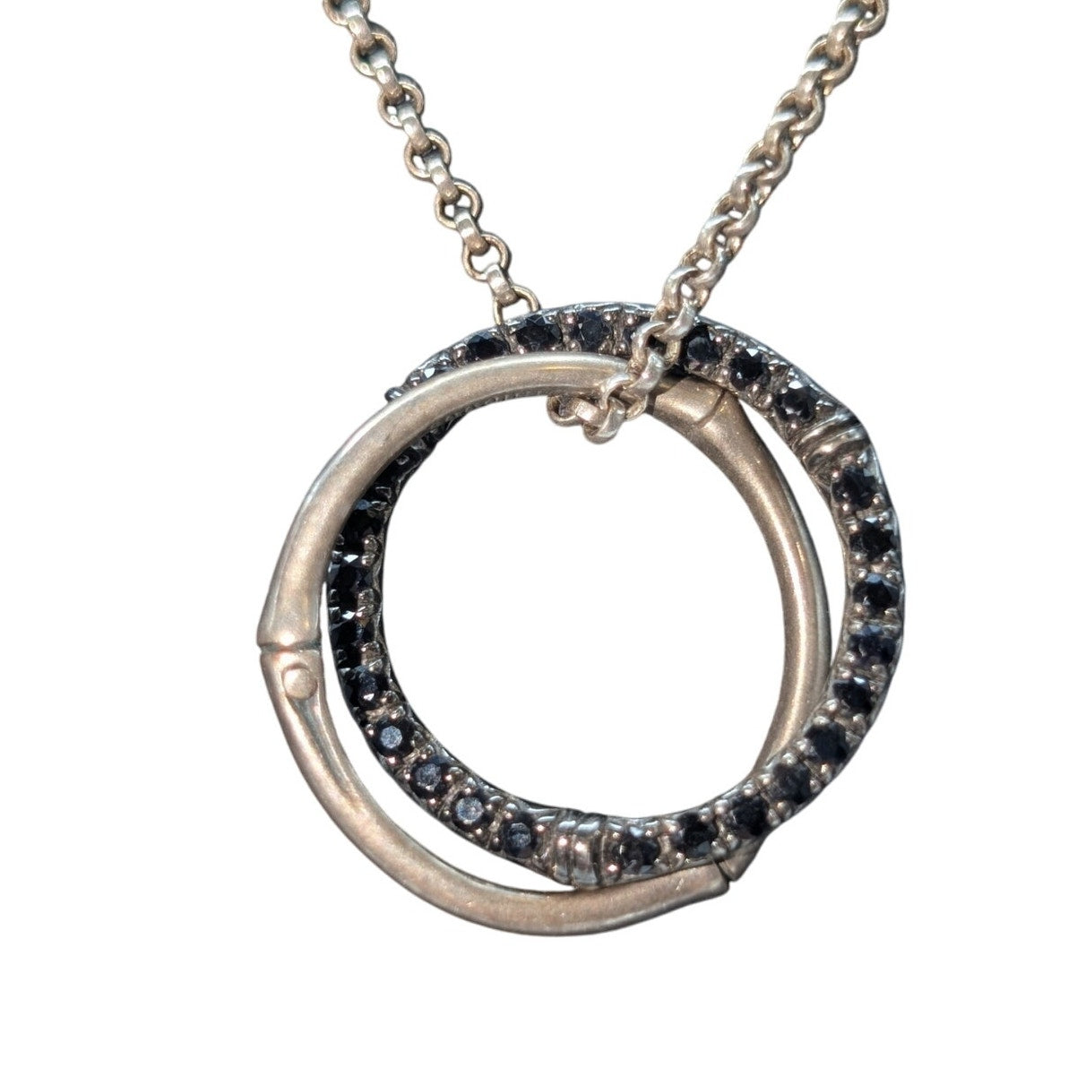 John Hardy Bamboo Collection 925 Sterling Silver Black Sapphire 19.75" Necklace