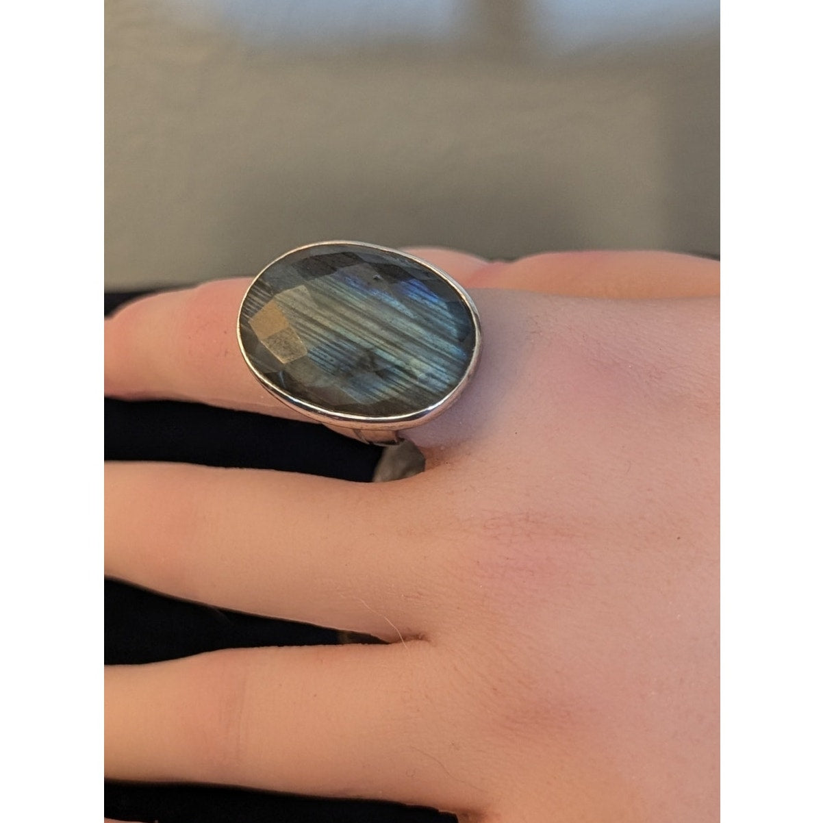 Stella & Dot Retired Odyssey Faceted Labradorite Sterling Adjustable Ring