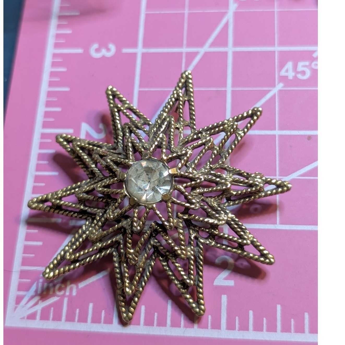 Vintage 1960s Tara Star Retro Brass Open Work Brooch