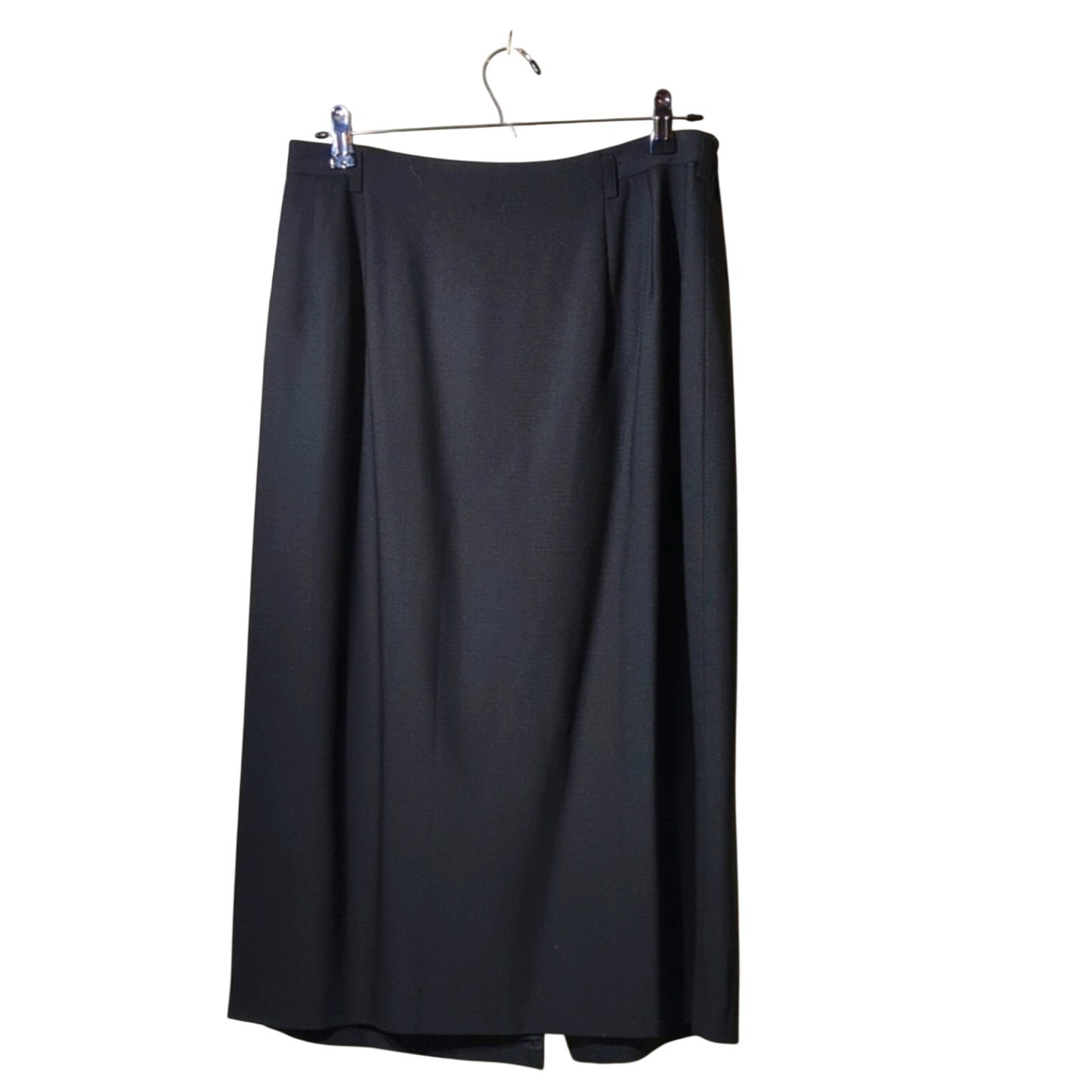 Talbots Wool/Lycra Black Midi A-Line Fully Lined Skirt Women's Plus Size 12W