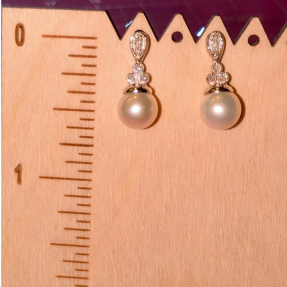 AFJC 925 Sterling Genuine Pearl White Sapphire Drop Earrings