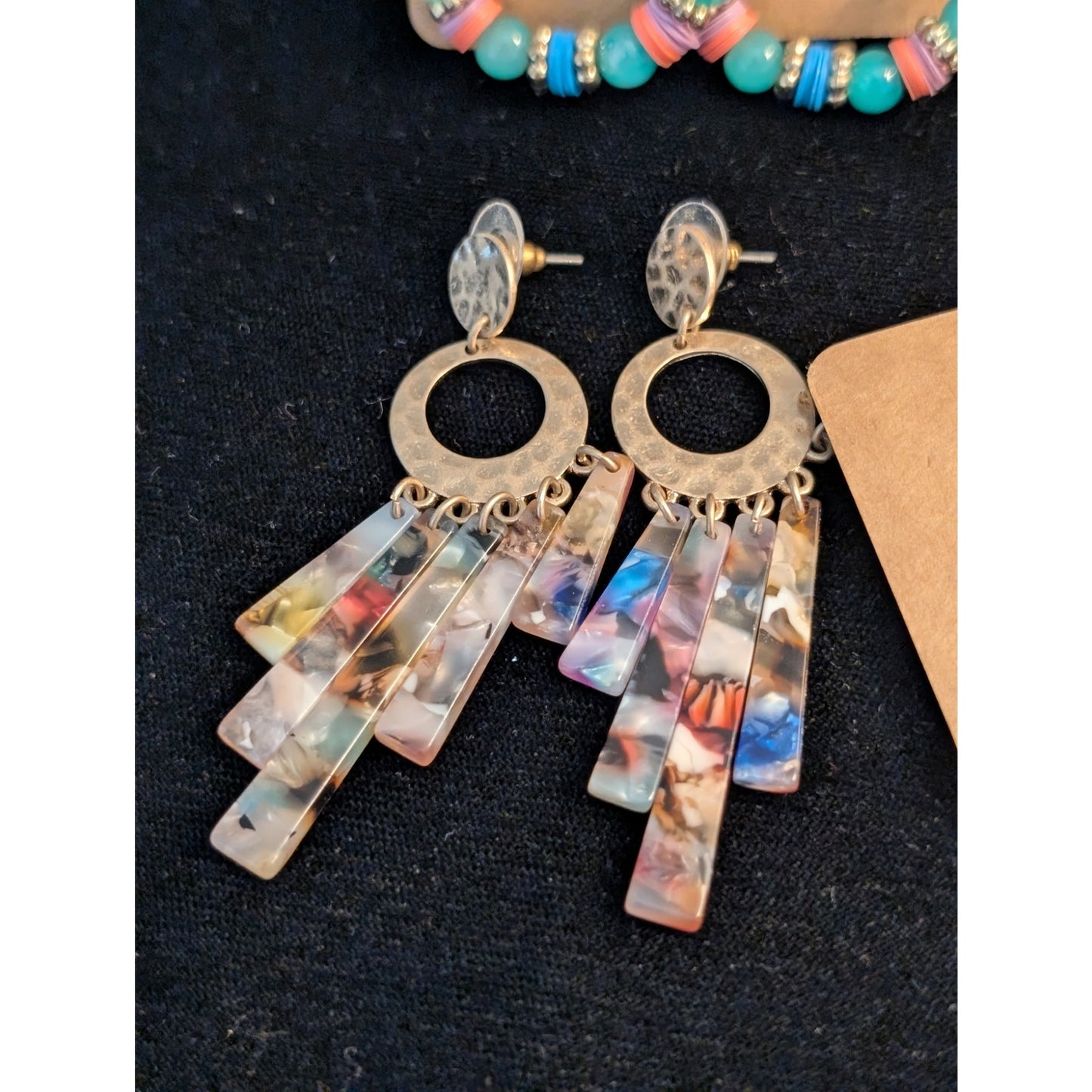 Lot of Eight Pair Boho Beaded Dangle Post Pierced Earrings
