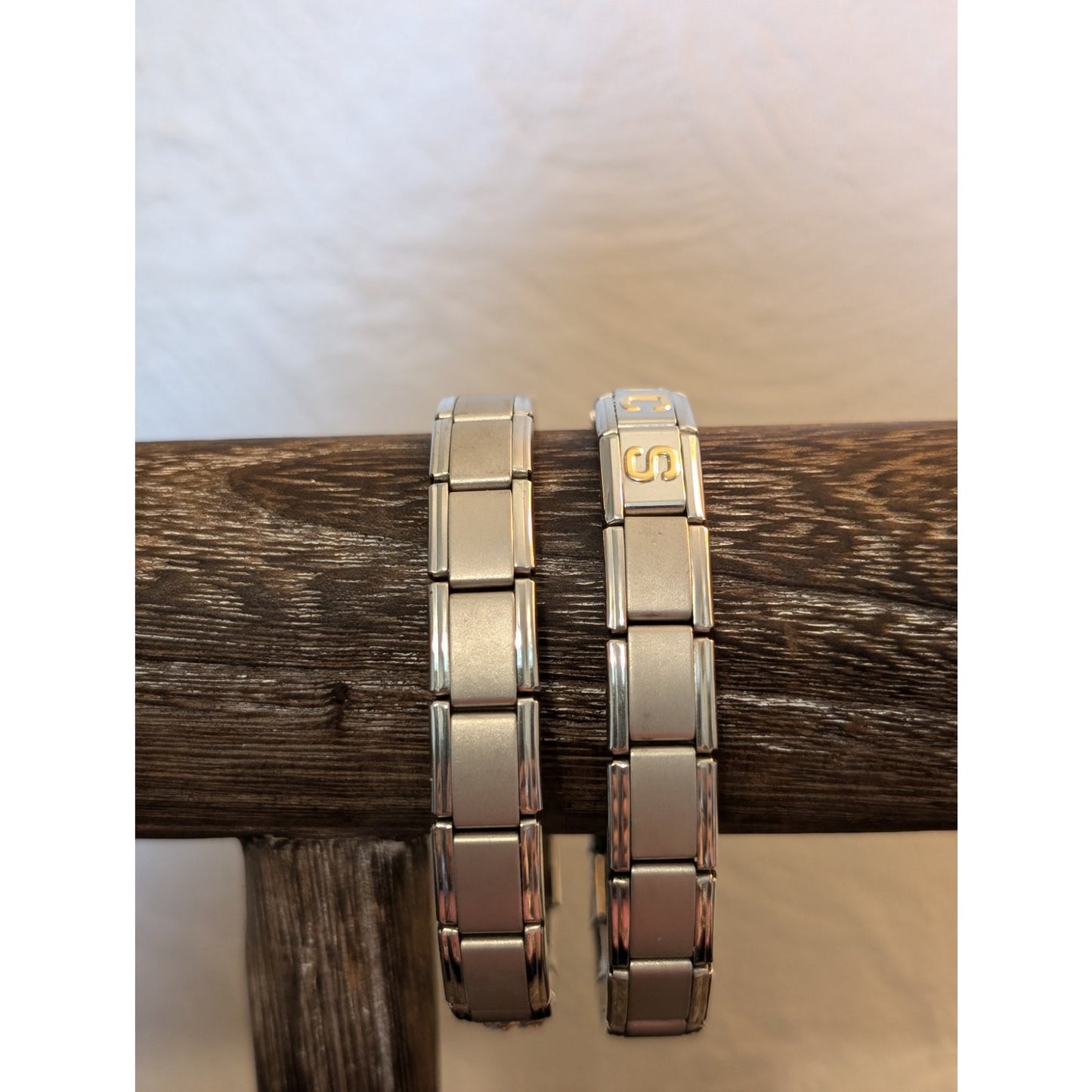Lot of Two Stainless Steel D'linQ Stretch Charm Bracelets