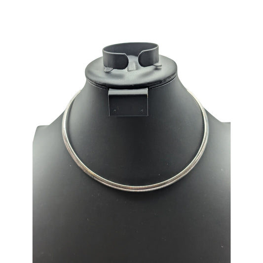 Vintage Silver Tone Omega Fold Over Clasp Necklace