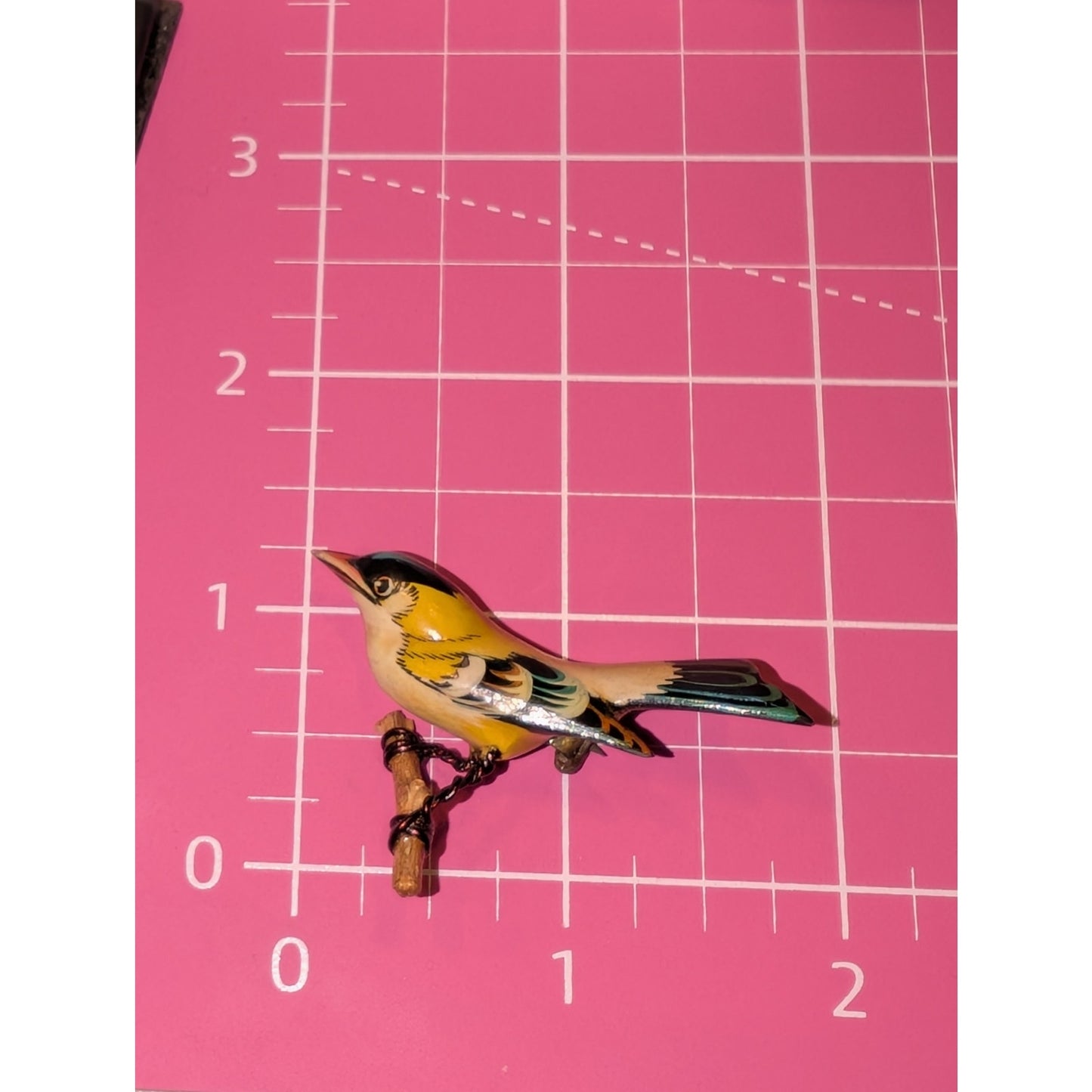 Takahashi Vintage 1950-60s Art and Woodcraft Handmade Goldfinch Pin