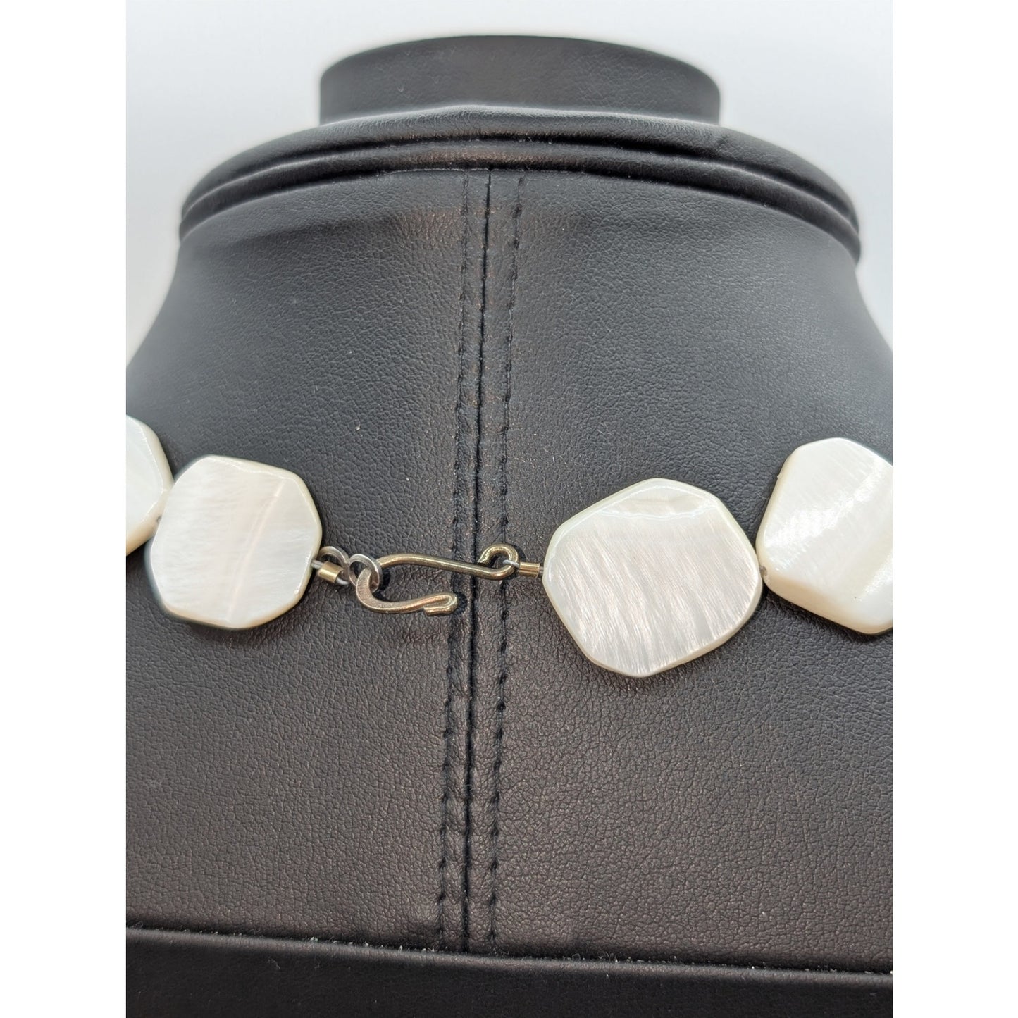Vintage MCM Mother of Pearl 17" Necklace & Dangle Earring Jewelry Set