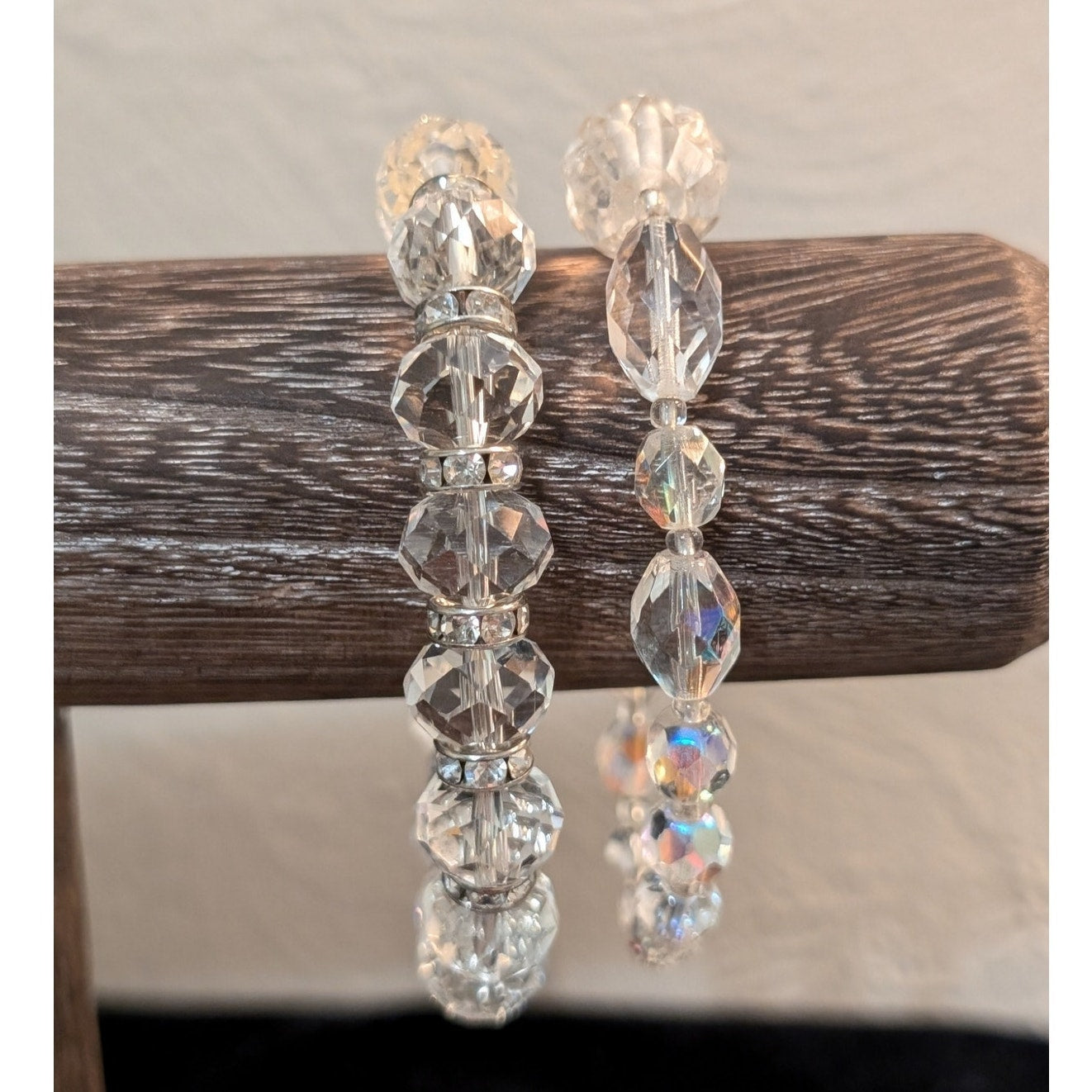 Two Crystal Bead Stretch Bracelet Lot