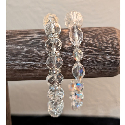 Two Crystal Bead Stretch Bracelet Lot