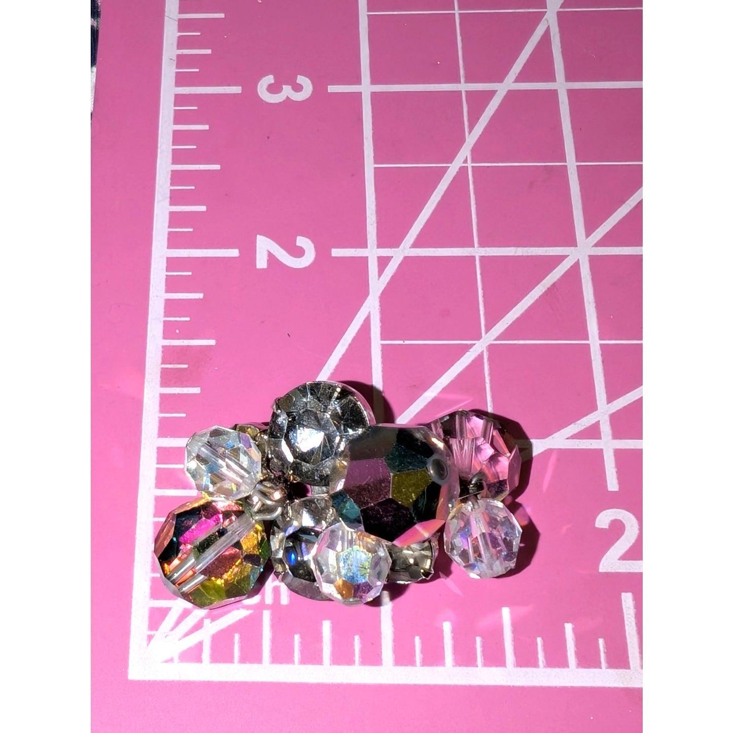 Vintage D & E Juliana Unmarked AB Crystal & Rhinestone Clip On Cha Cha Earrings