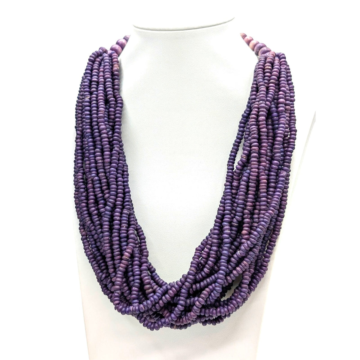 Lot of Two Purple Multi-Strand Beaded Boho Tribal Vibe Necklaces