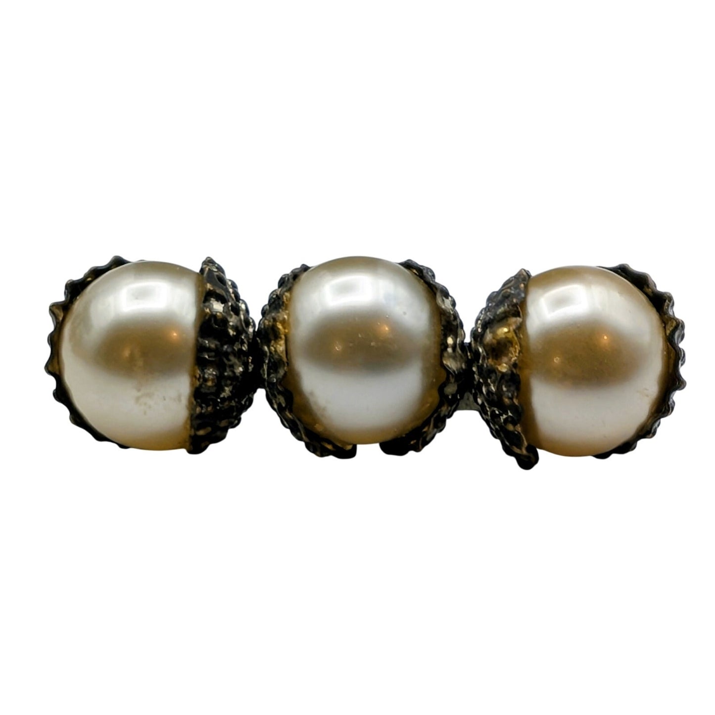 Antique 'C' Hook Three Faux Pearl Tulip Set Brooch/Pin